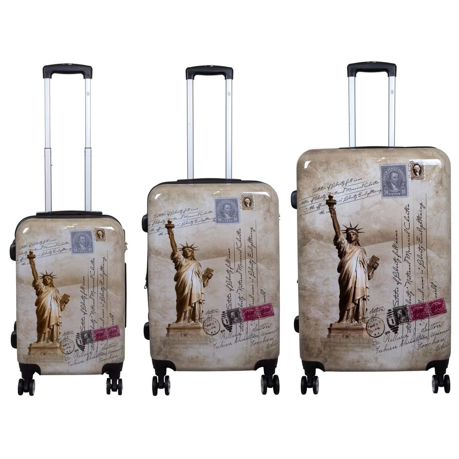 Motivkoffer und Kofferset 3tlg New York Freiheitsstatue