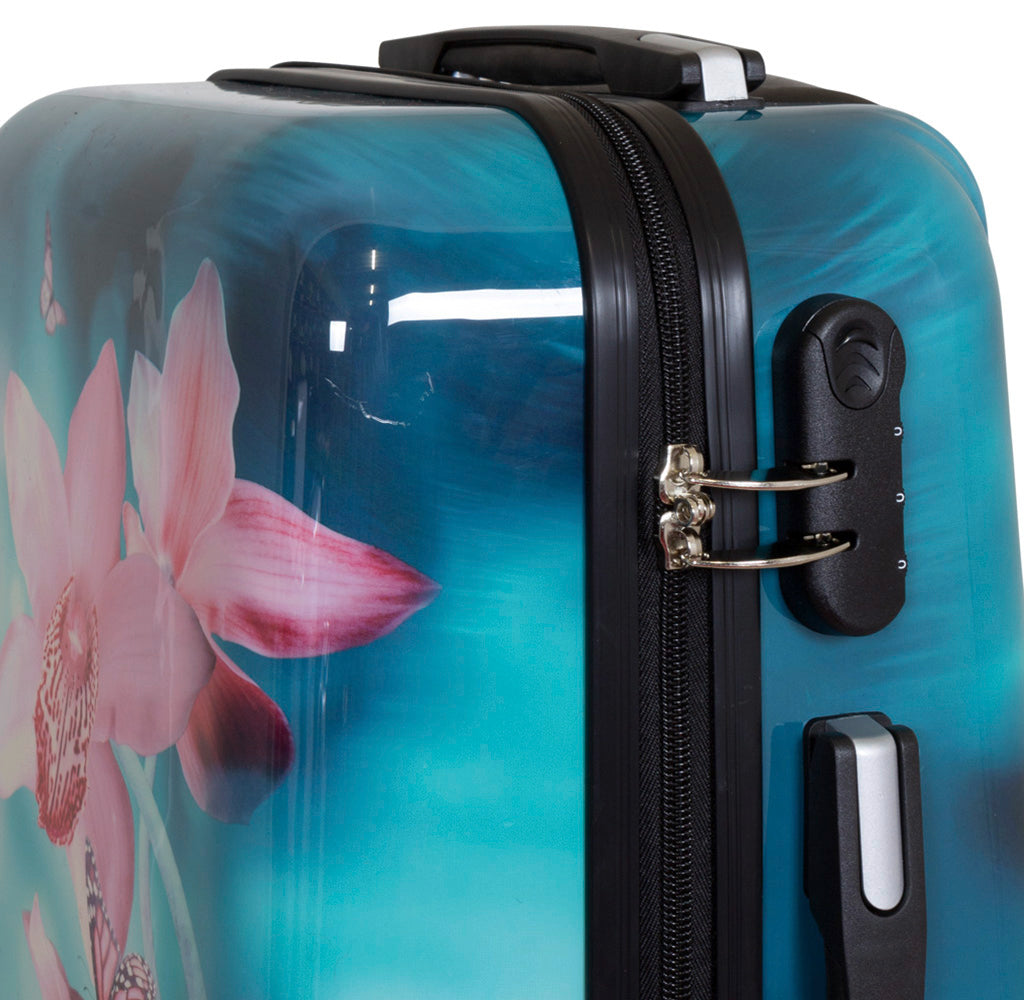 Motivkoffer und Kofferset 3tlg Orchidee