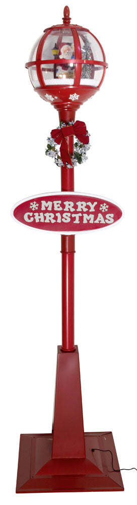 Schneiende LED Standlaterne Santa 180cm