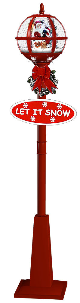 Schneiende LED Standlaterne Santa 180cm