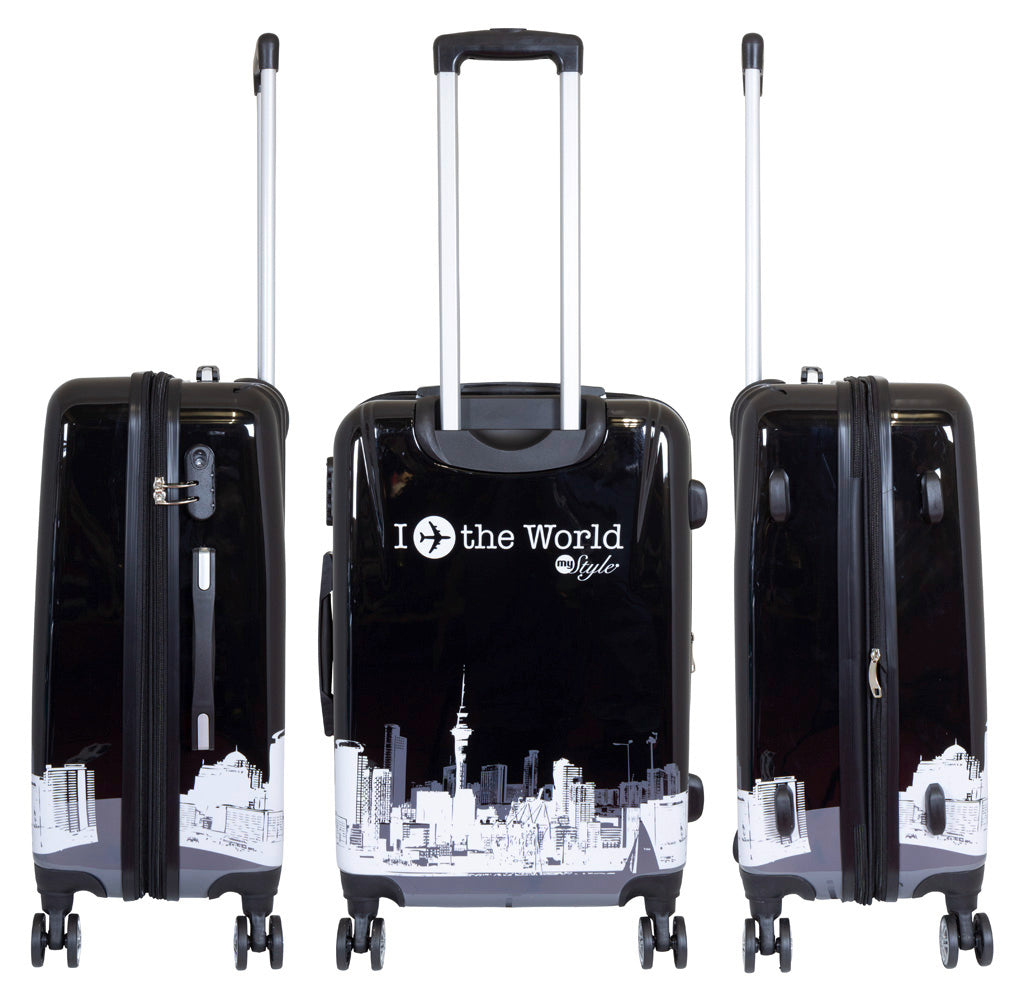 Polycarbonat Kofferset 3tlg Fly The World schwarz