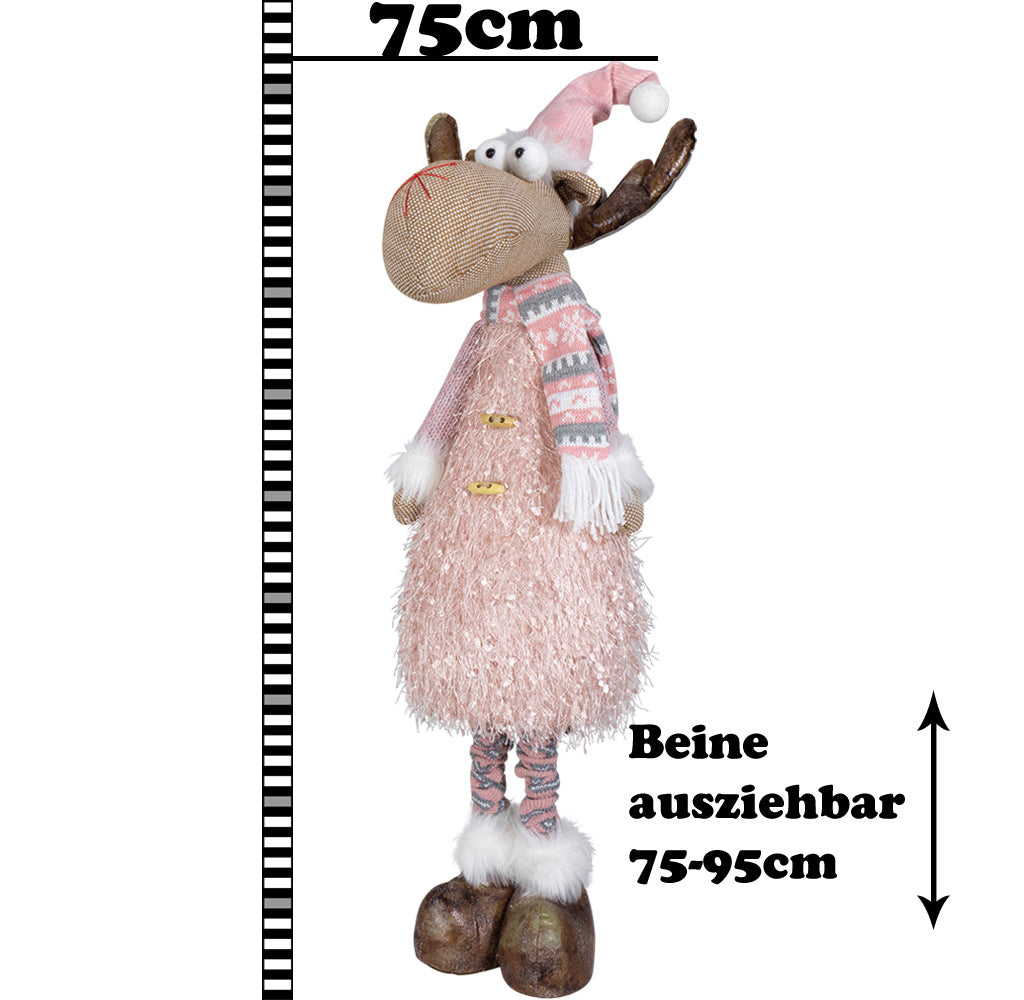 Elch ausziehbar 75-95cm mit LED, Pärchen, 2 Stück