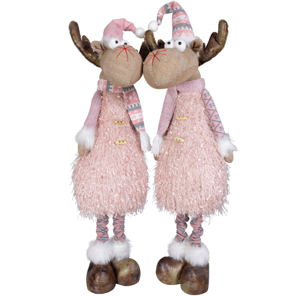 Elch ausziehbar 75-95cm mit LED, Pärchen, 2 Stück