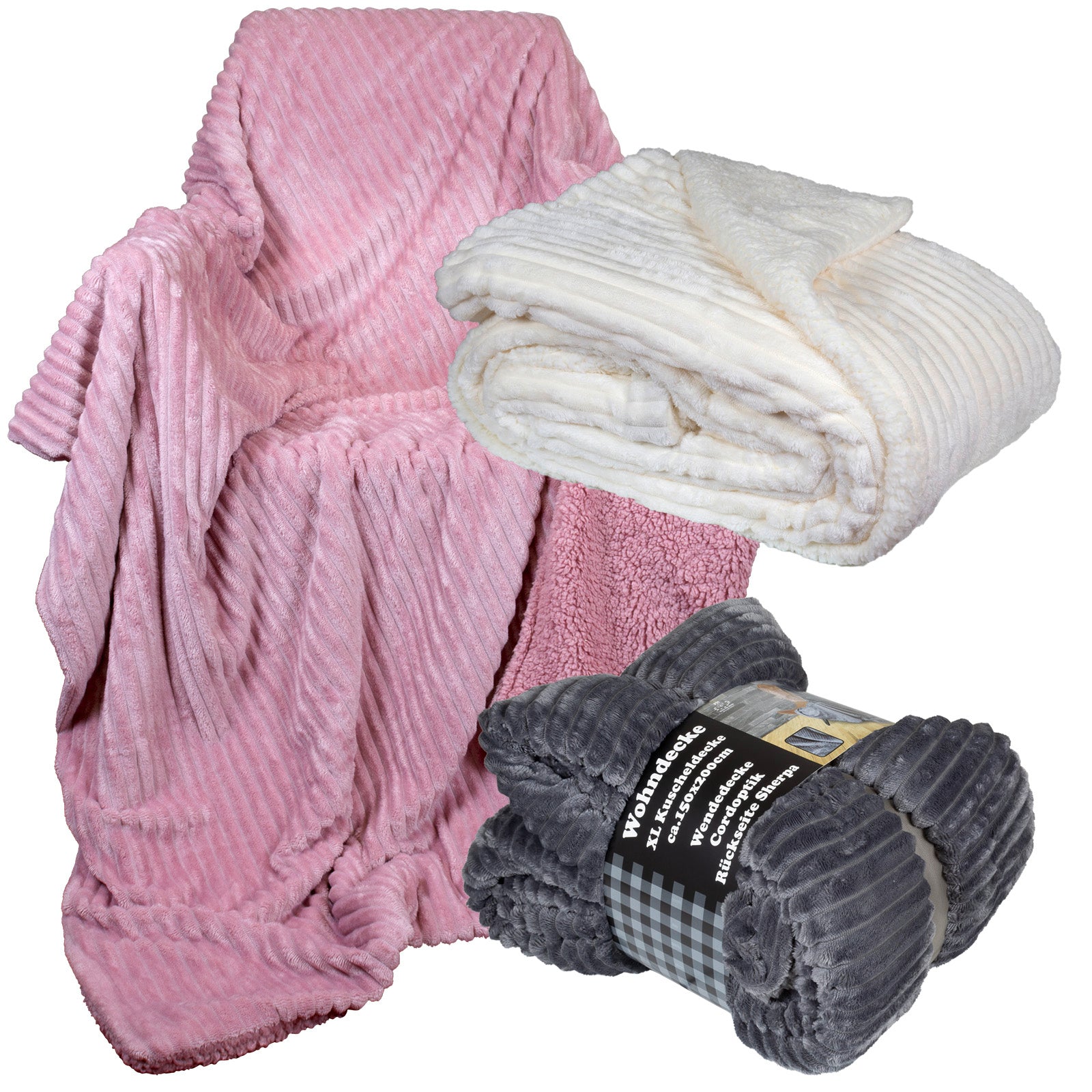 Kuscheldecke Cord-Optik 200x150cm