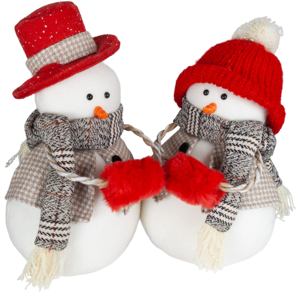 Schneemann 25cm sitzend, Pärchen, 2 Stück