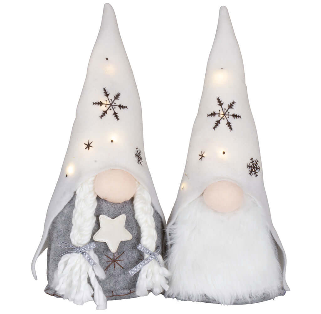 Wichtel mit LED 22cm (37cm) sitzend, 2 Stück