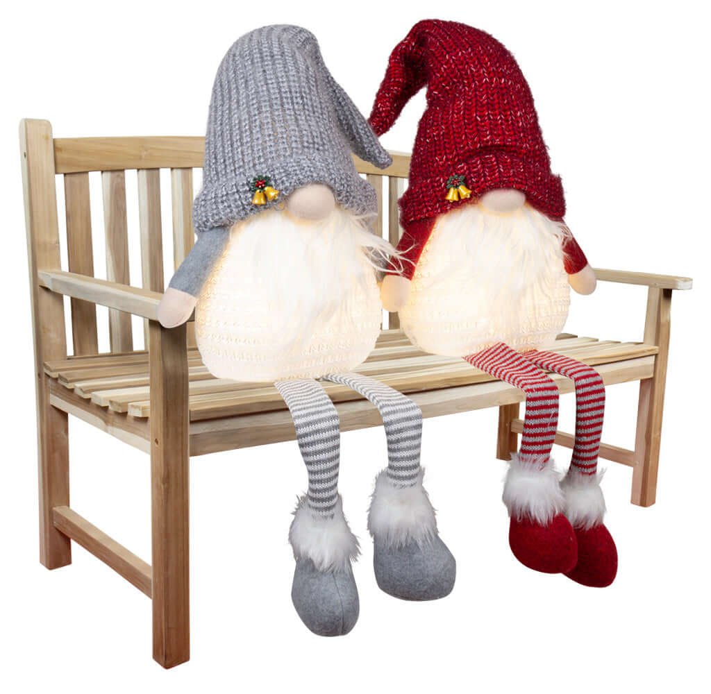 Wichtel mit LED 40cm (85cm) Kantenhocker, 2 Stück