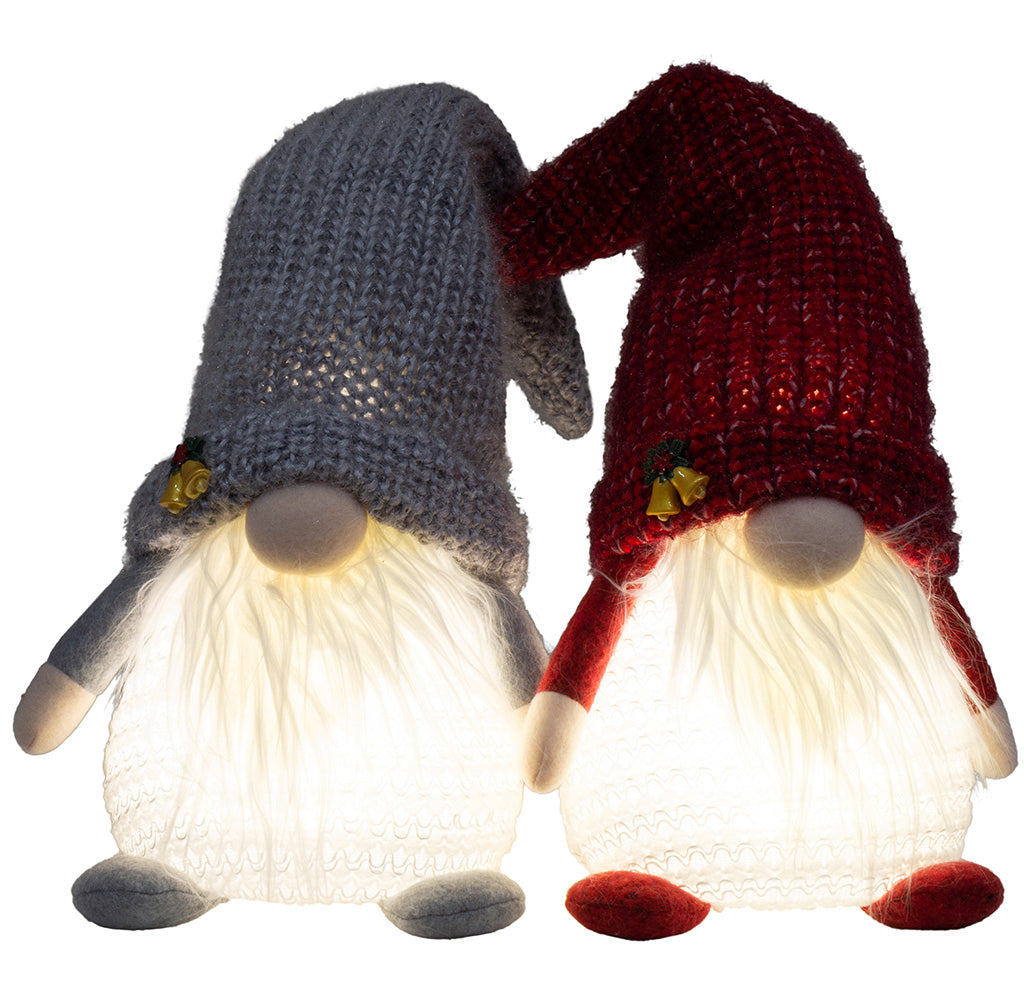 Wichtel mit LED 31cm (45cm) sitzend, 2 Stück