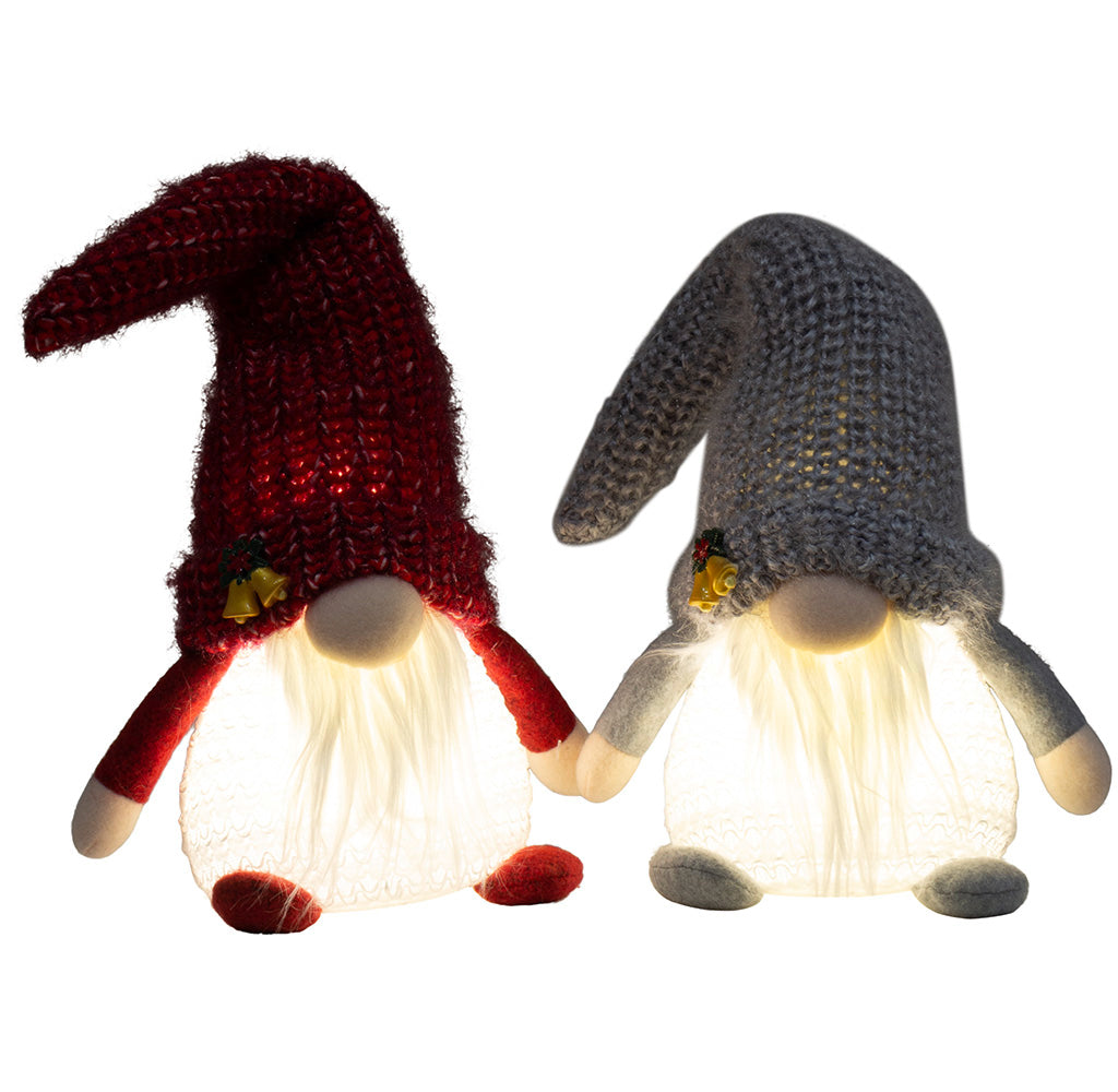 Wichtel mit LED 25cm (39cm) sitzend, 2 Stück