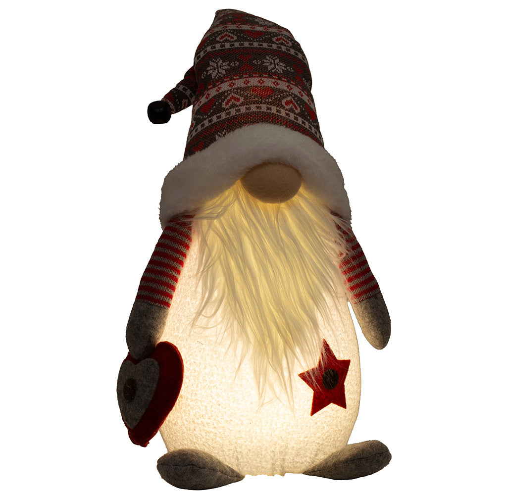 Wichtel mit LED 42cm (67cm) sitzend, 2 Stück