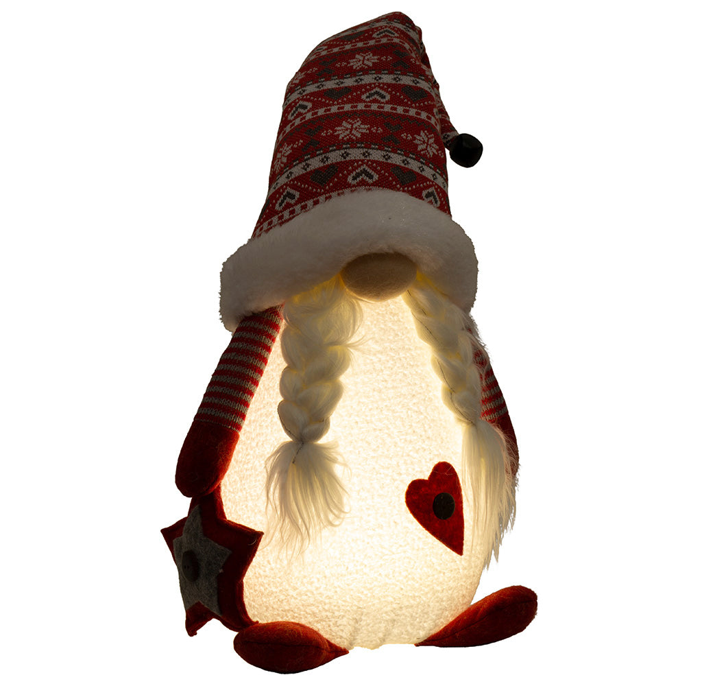 Wichtel mit LED 42cm (67cm) sitzend, 2 Stück