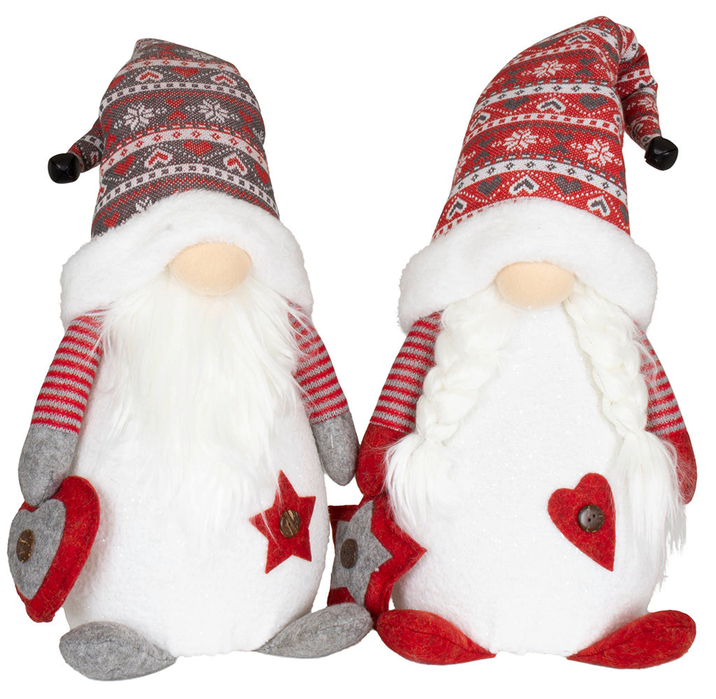 Wichtel mit LED 42cm (67cm) sitzend, 2 Stück