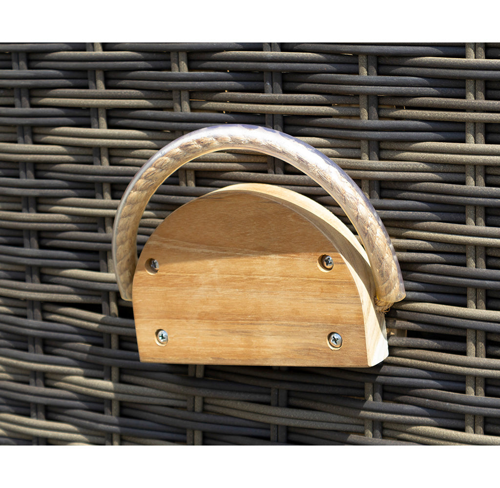 XL Teak Strandkorb 2-Sitzer Vollieger grau-beige kariert