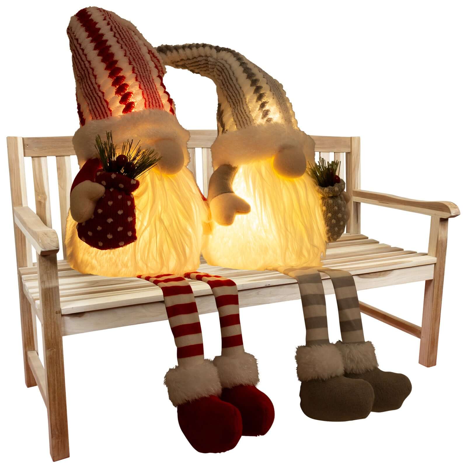 Wichtel mit LED 30cm (70cm) Kantenhocker, 2 Stück