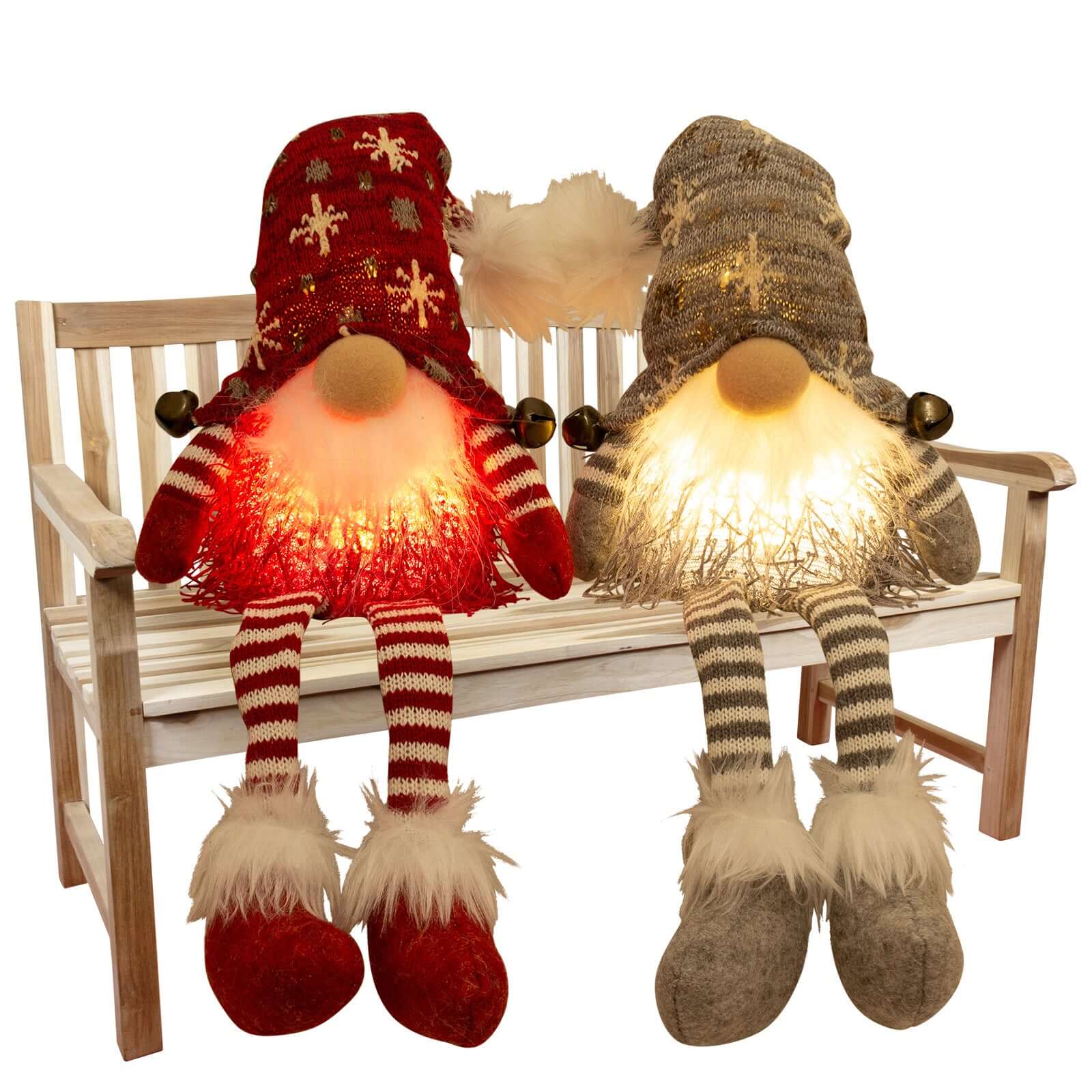 Wichtel mit LED 17cm (50cm) Kantenhocker, 2 Stück