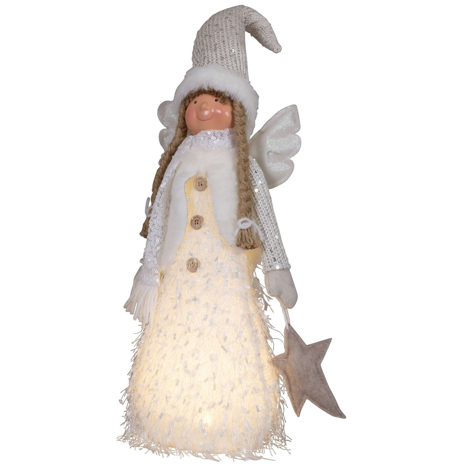 Dekofigur Engel mit LED 44cm (59cm), stehend, 2 Stück