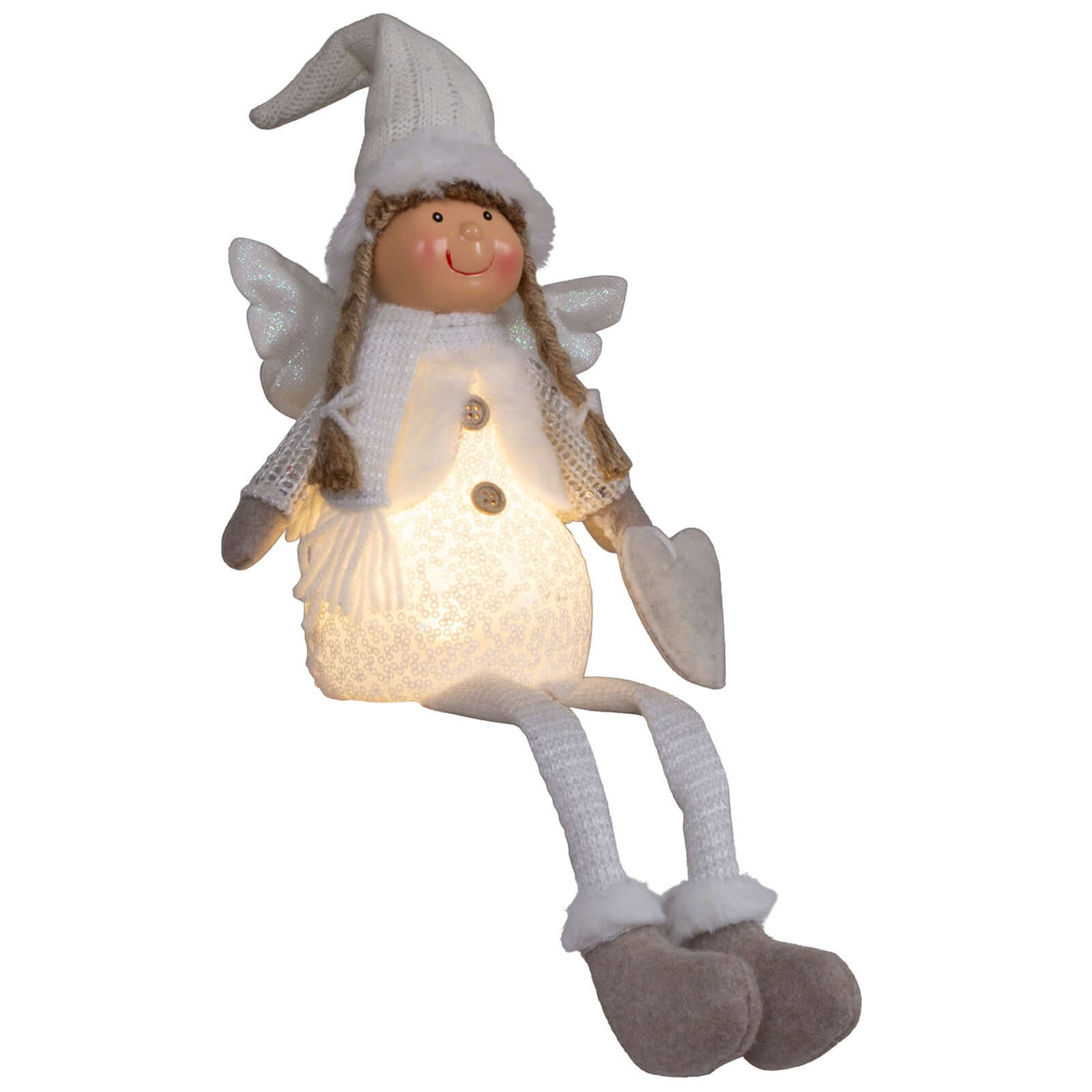 Dekofigur Engel mit LED 23cm (47cm) Kantenhocker, 2 Stück