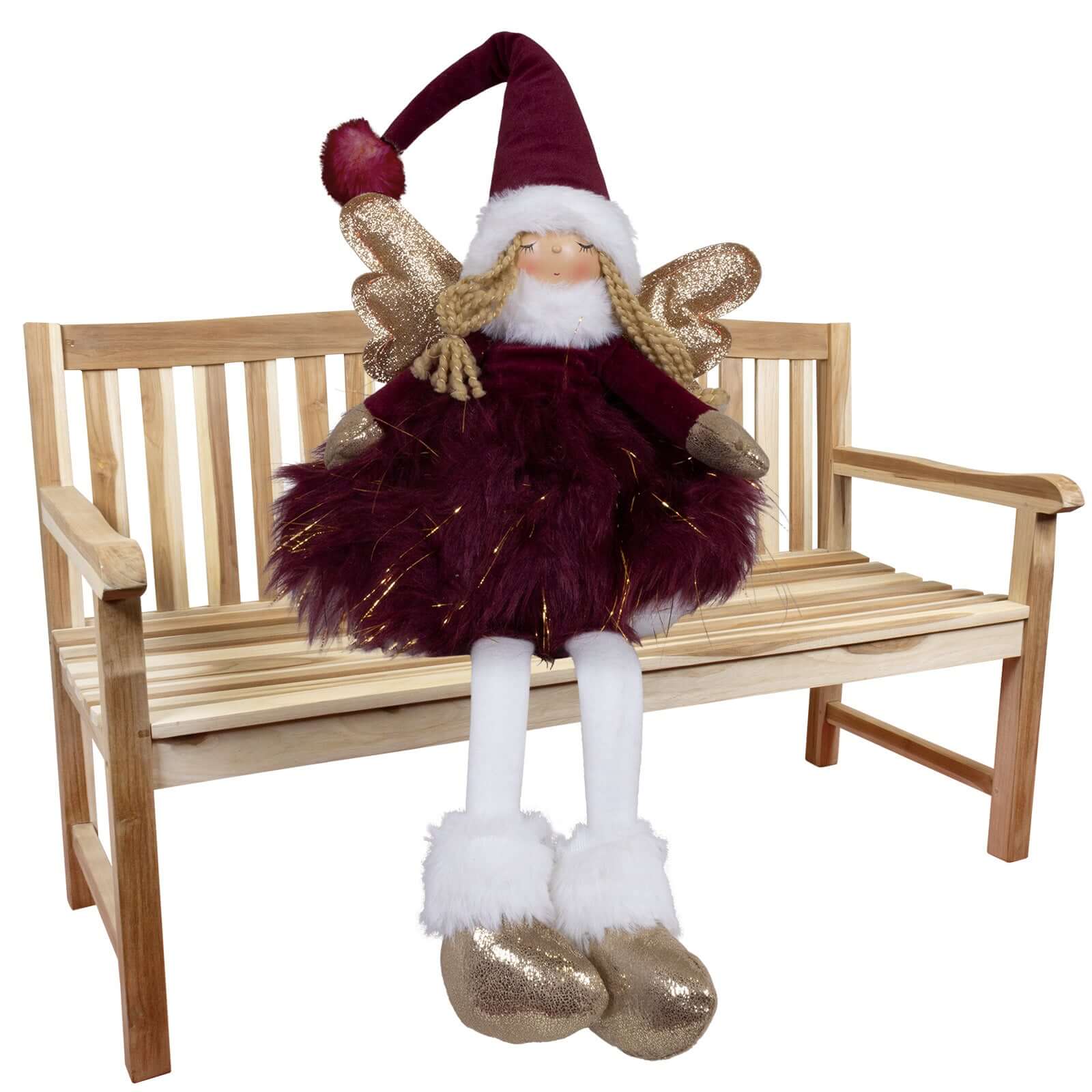 Dekofigur Engel mit LED 28cm (62cm) Kantenhocker