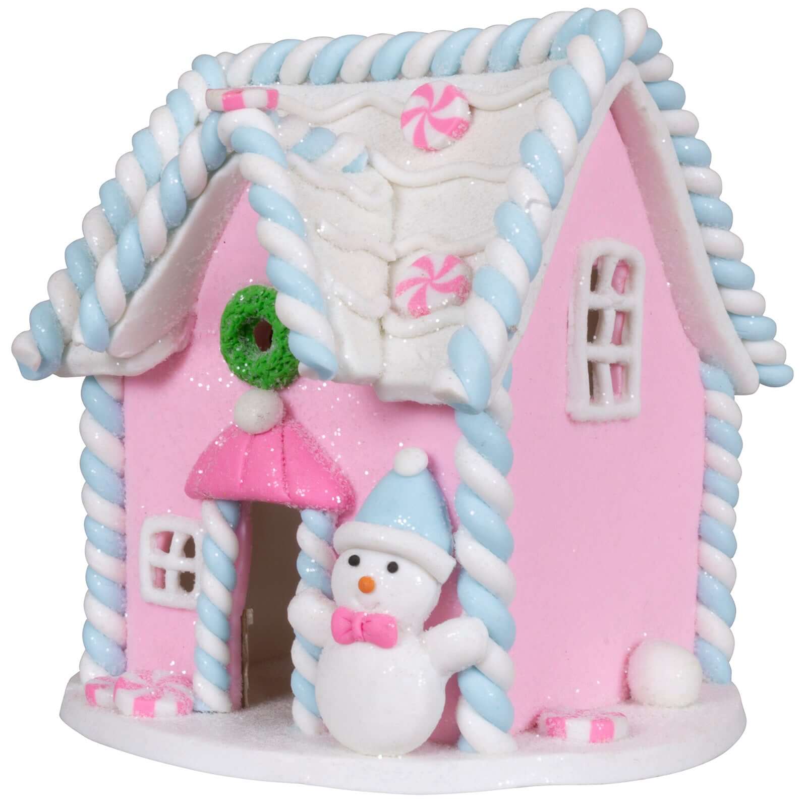 Lebkuchenhaus 11cm rosa-weiß