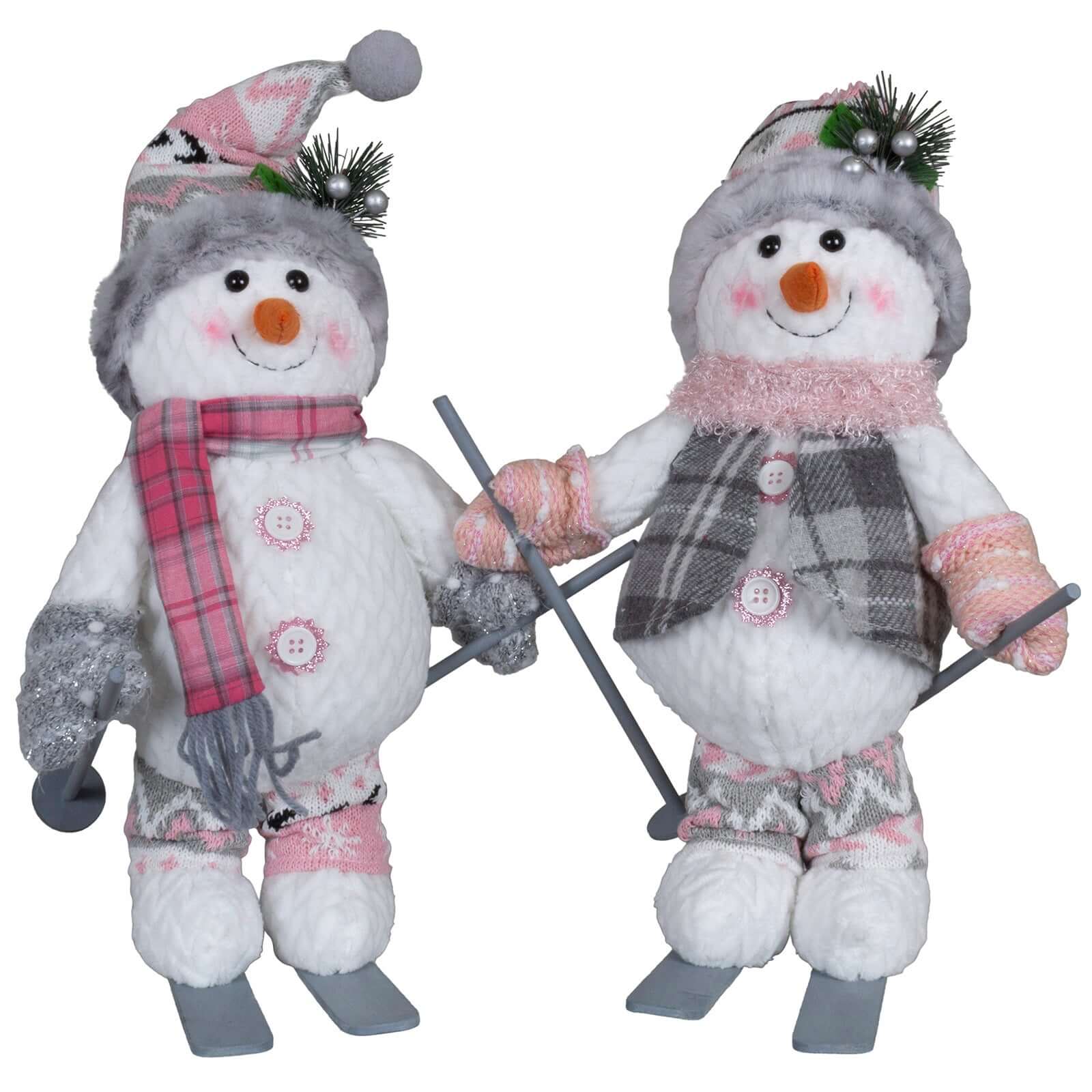 Schneemann auf Ski 34cm (40cm), Pärchen, 2 Stück
