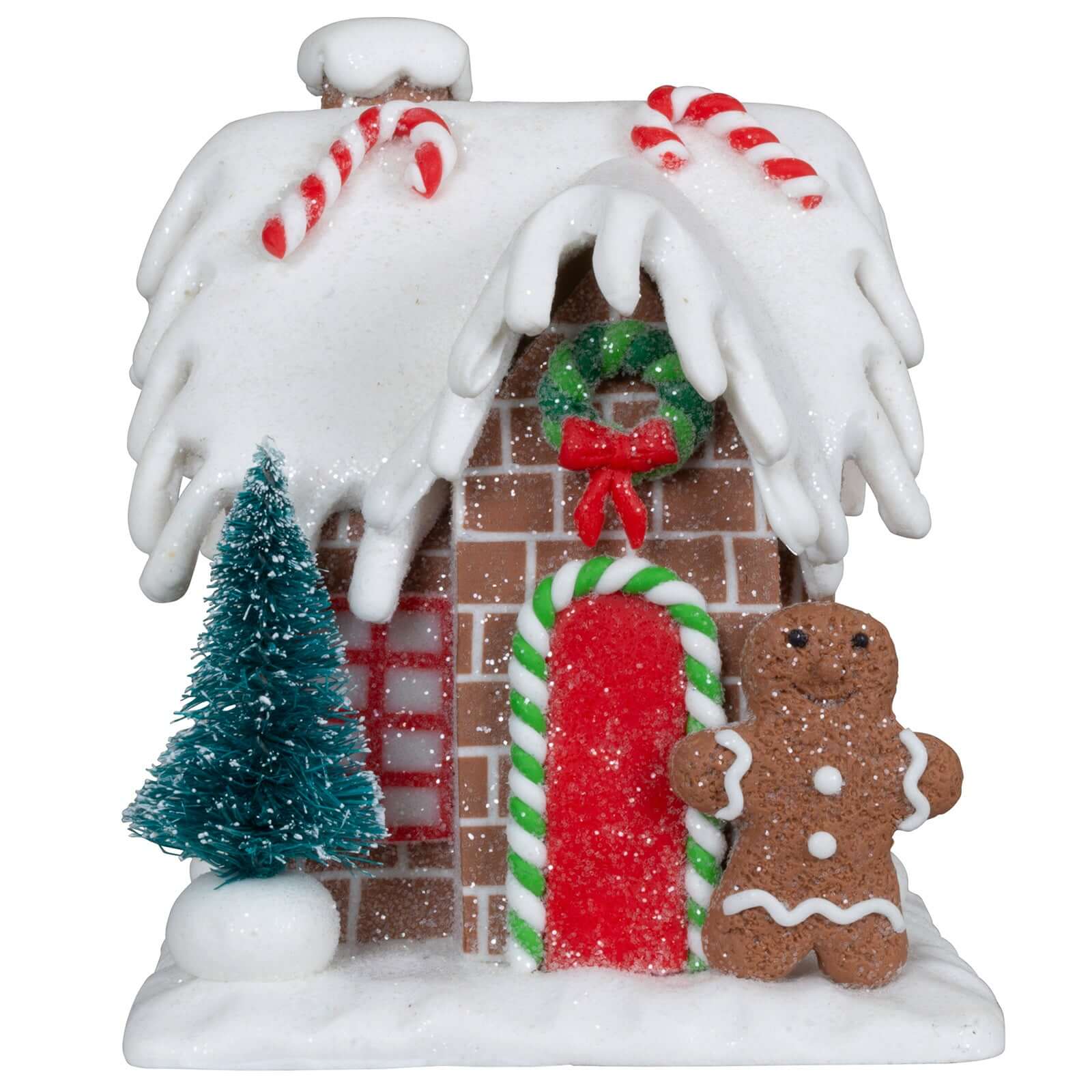 Lebkuchenhaus 12cm braun-weiß-rot