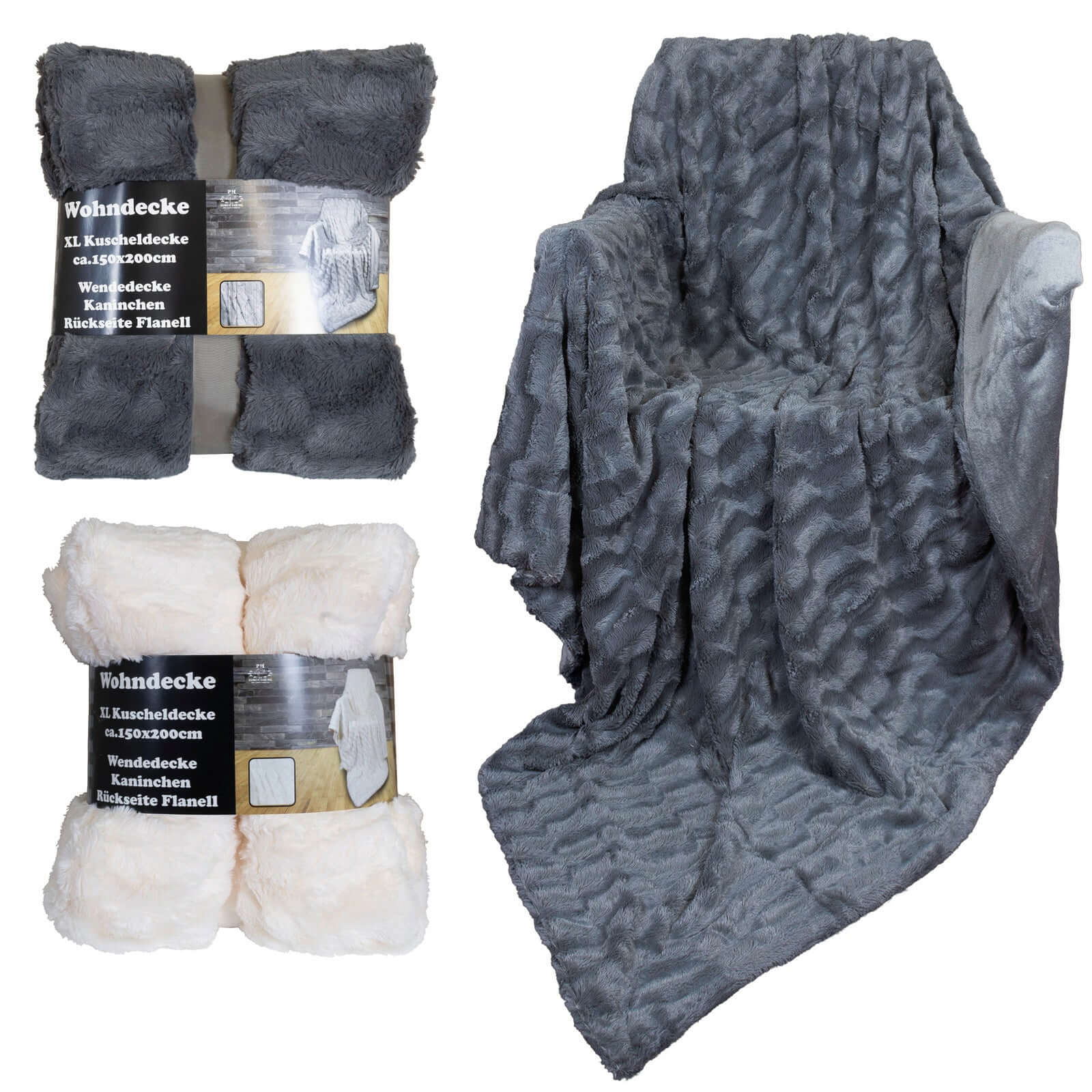 Kuscheldecke Kaninchen-Felloptik 200x150cm extra weich