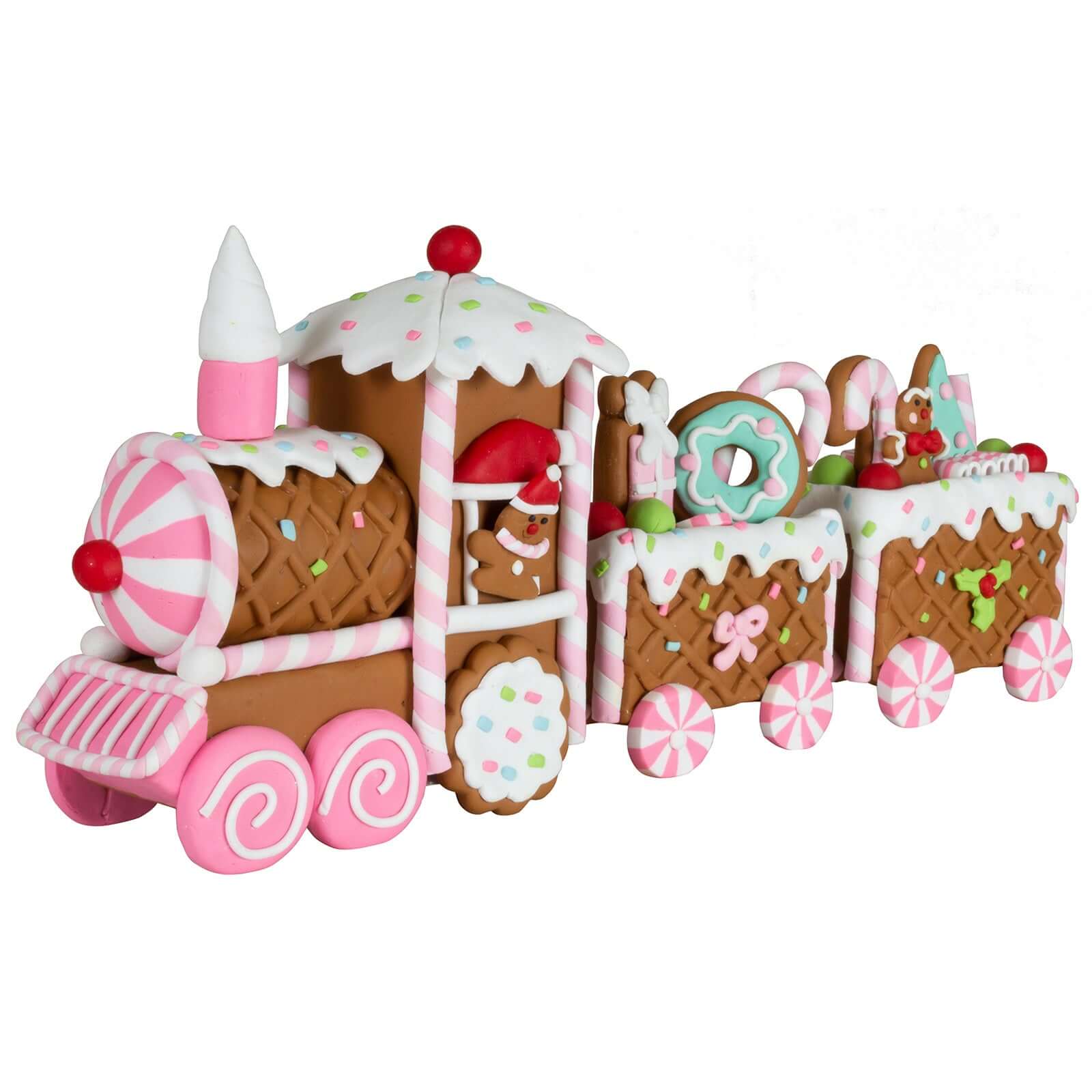 Lebkuchenzug 33cm braun-rosa/weiß