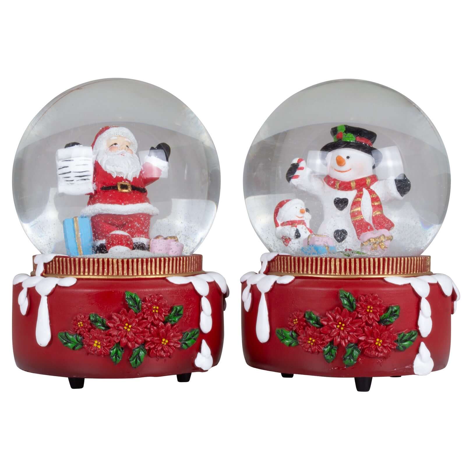 Schneekugeln mit Spieluhr 15cm, 2 Designs im Set