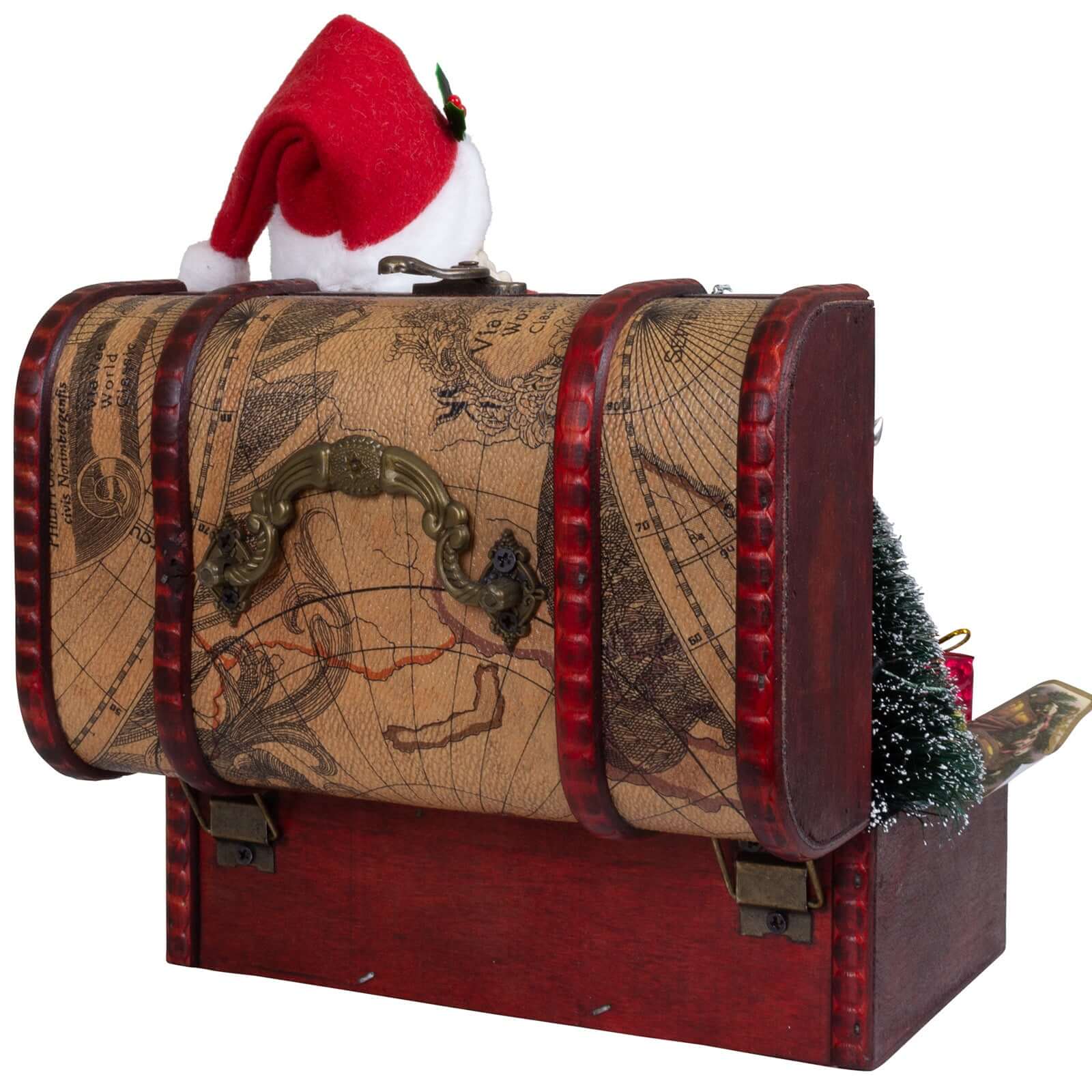 Weihnachtsmann sitzend auf Truhe 28cm