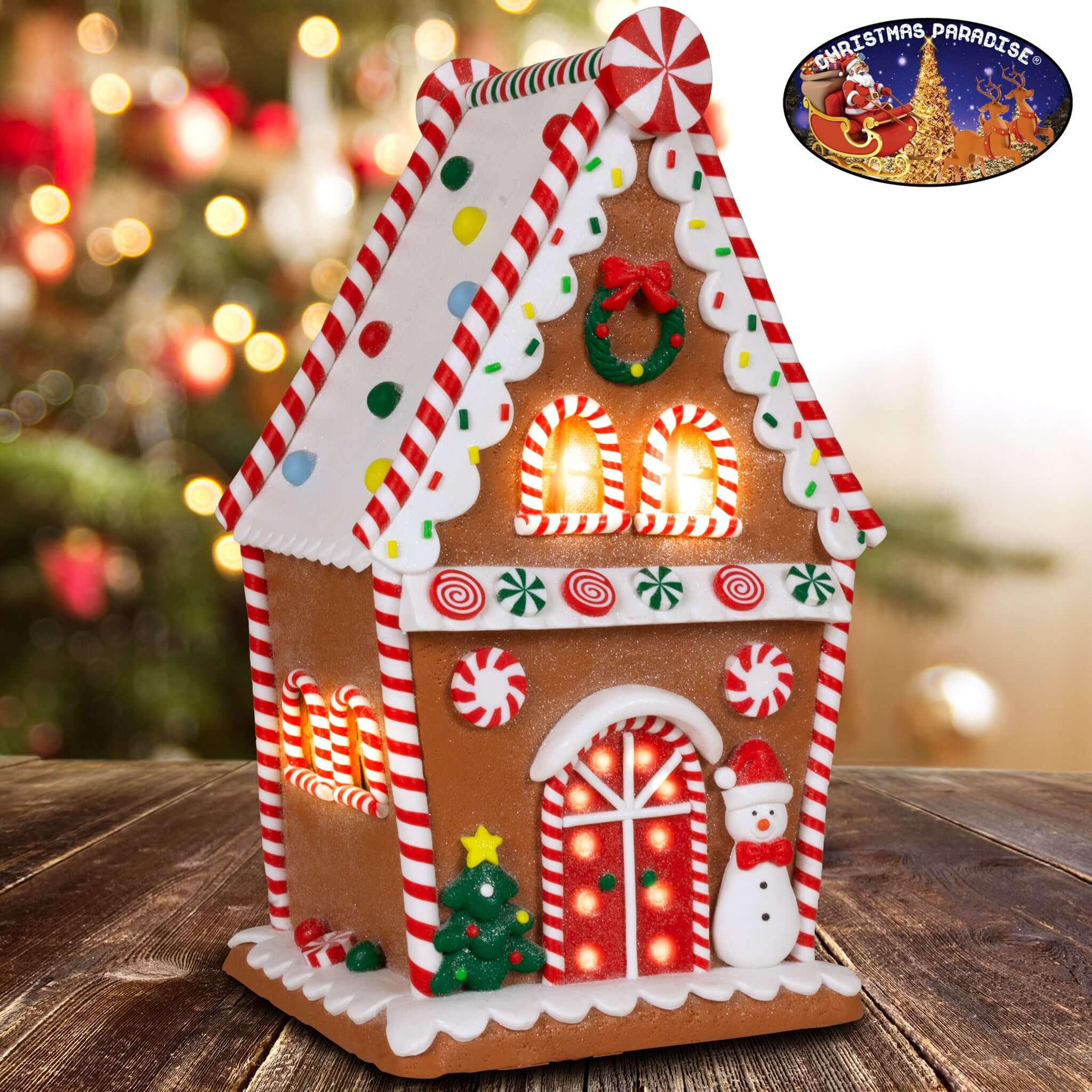 LED Lebkuchenhaus 29cm braun