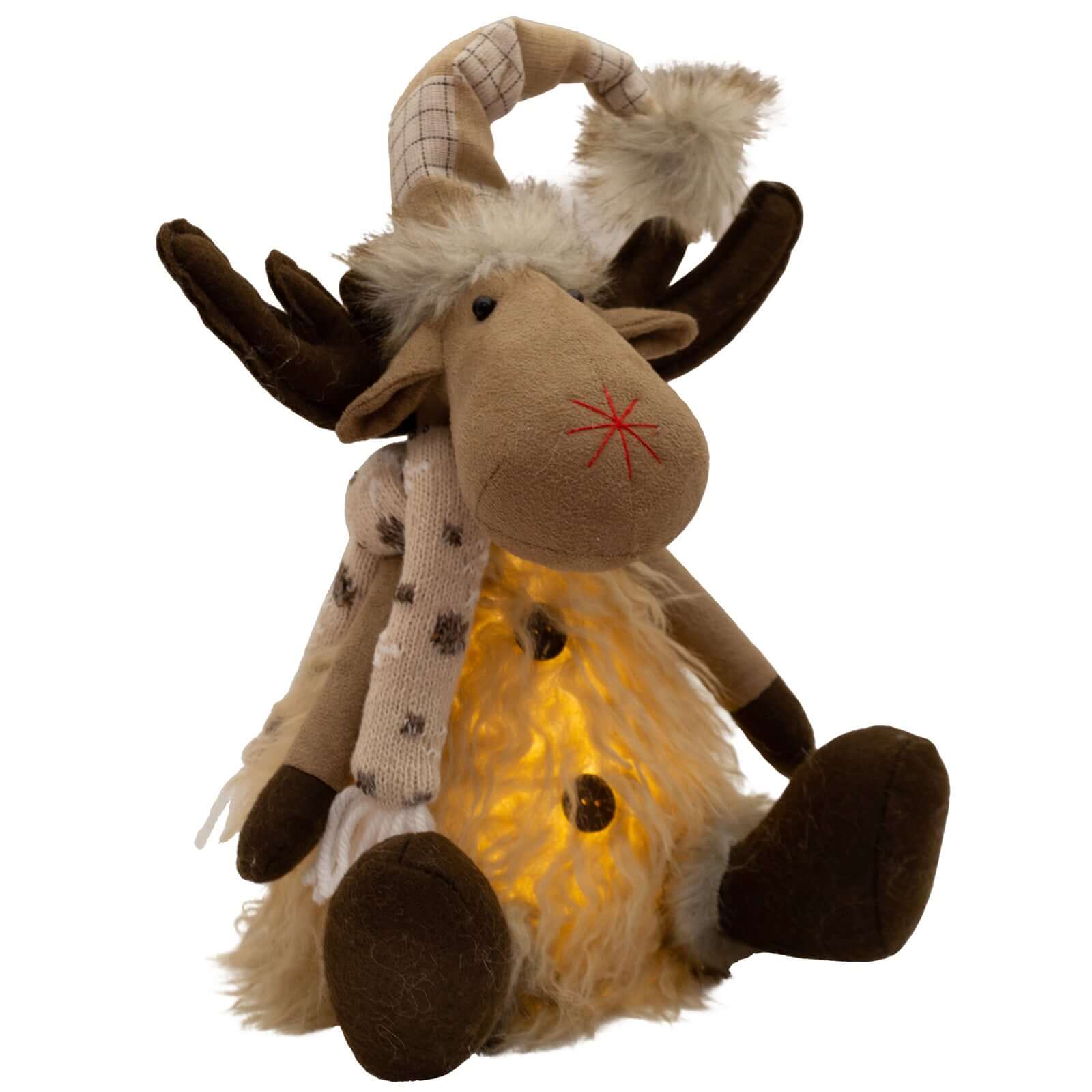 Elch mit LED 27cm (40cm) sitzend, 2 Stück