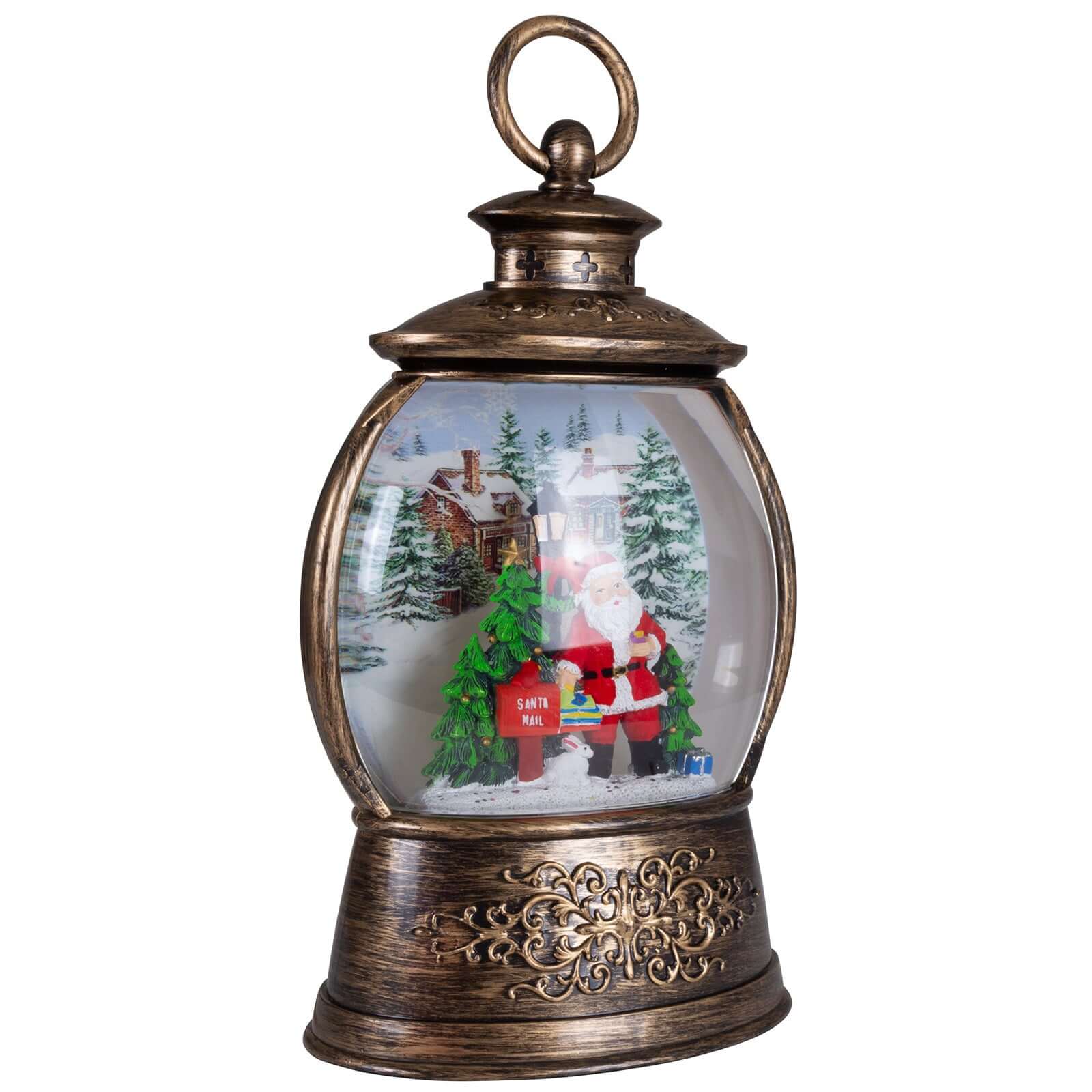 LED Schneelaterne Santa 24cm + Musik