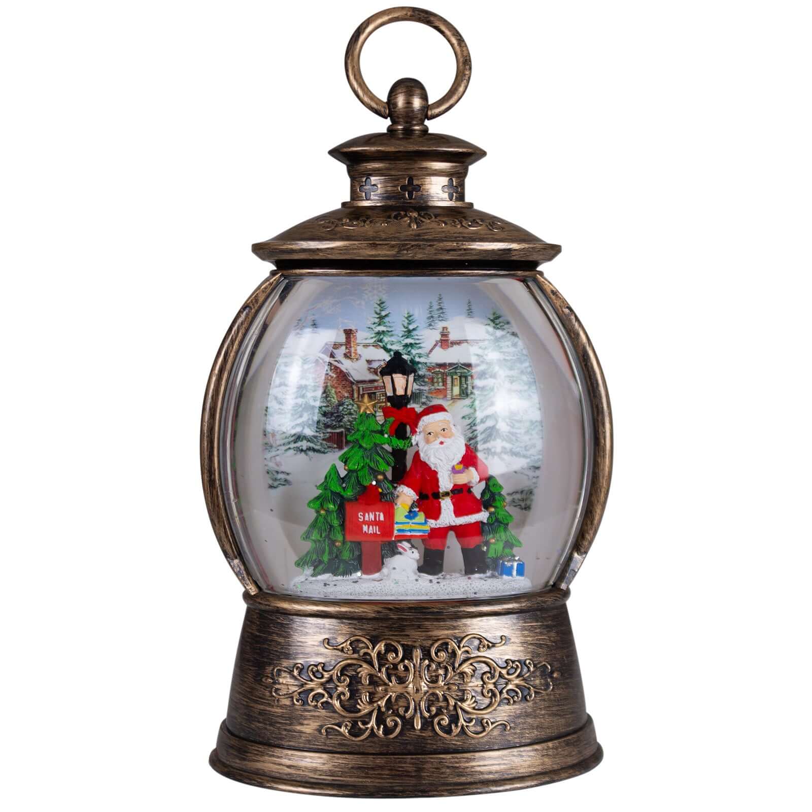 LED Schneelaterne Santa 24cm + Musik