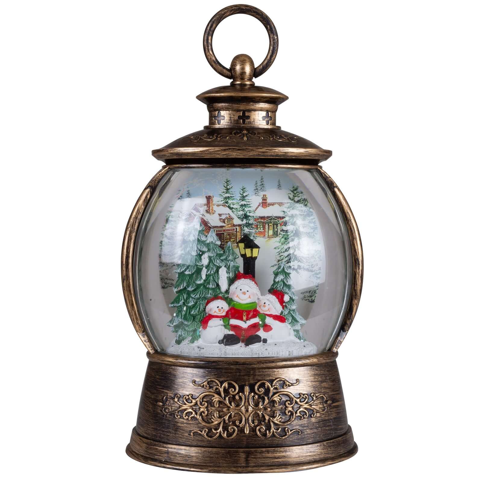 LED Schneelaterne Schneemann 24cm + Musik