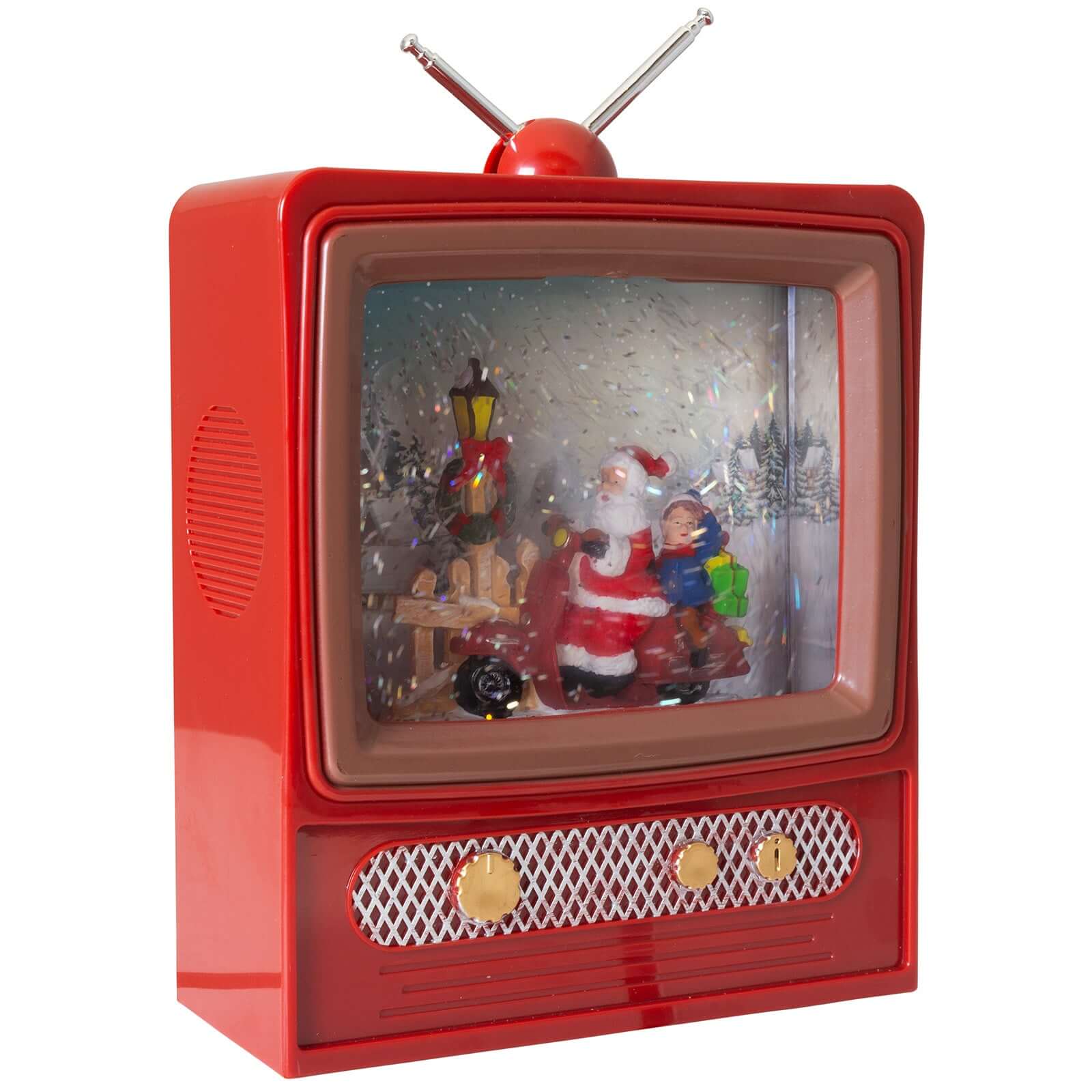 LED Schneelaterne Weihnachtsmann TV 24cm + Musik