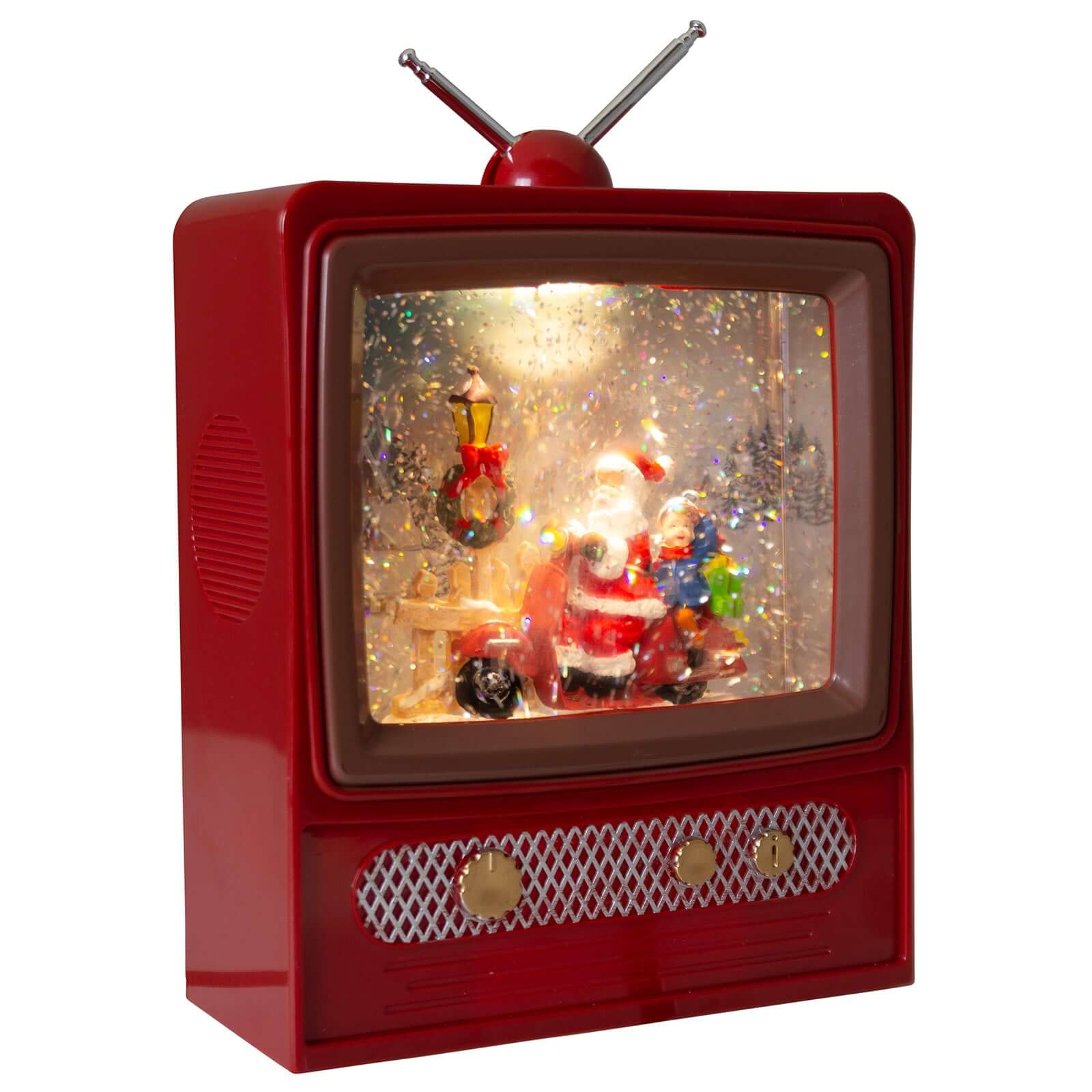 LED Schneelaterne Weihnachtsmann TV 24cm + Musik