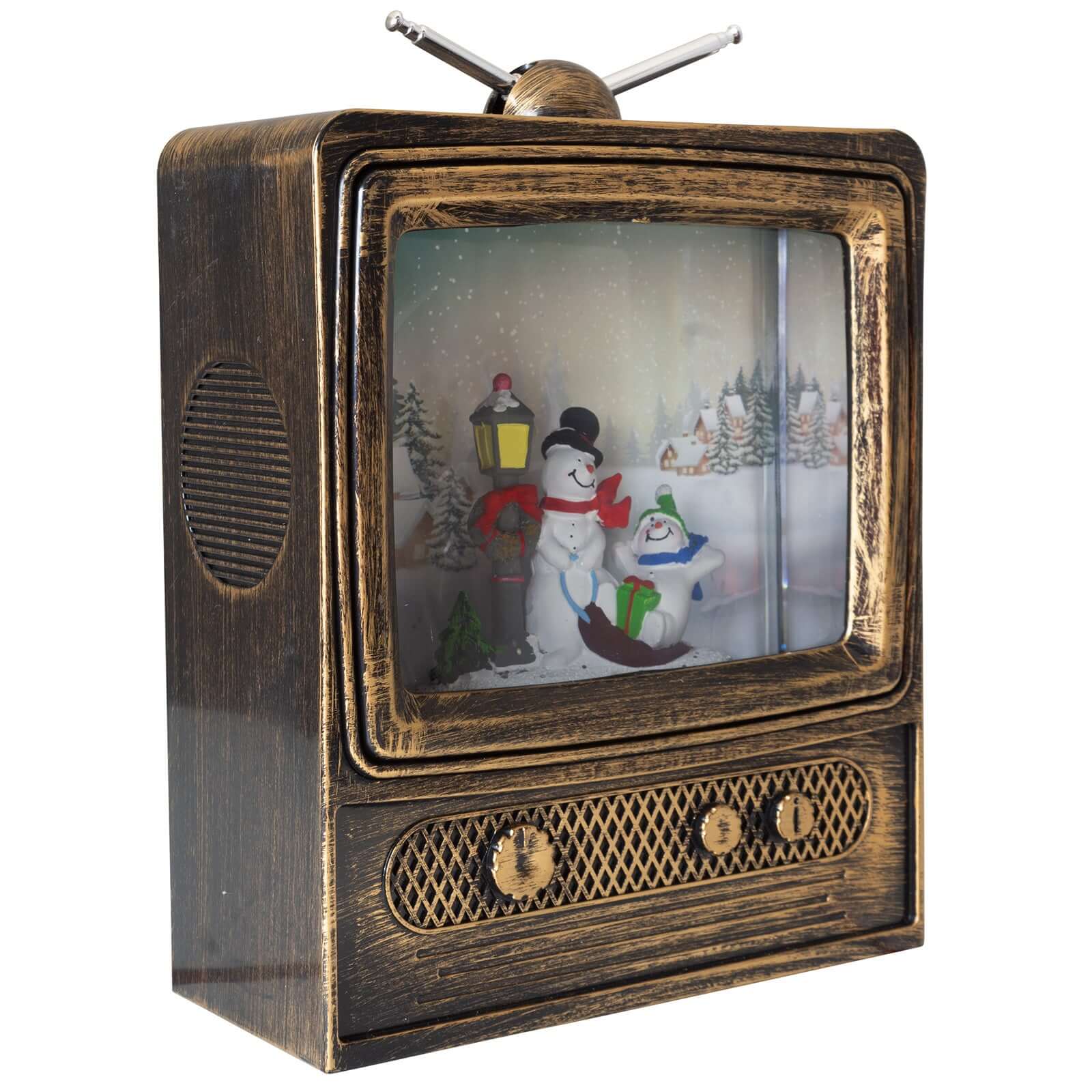 LED Schneelaterne Schneemann TV 24cm + Musik