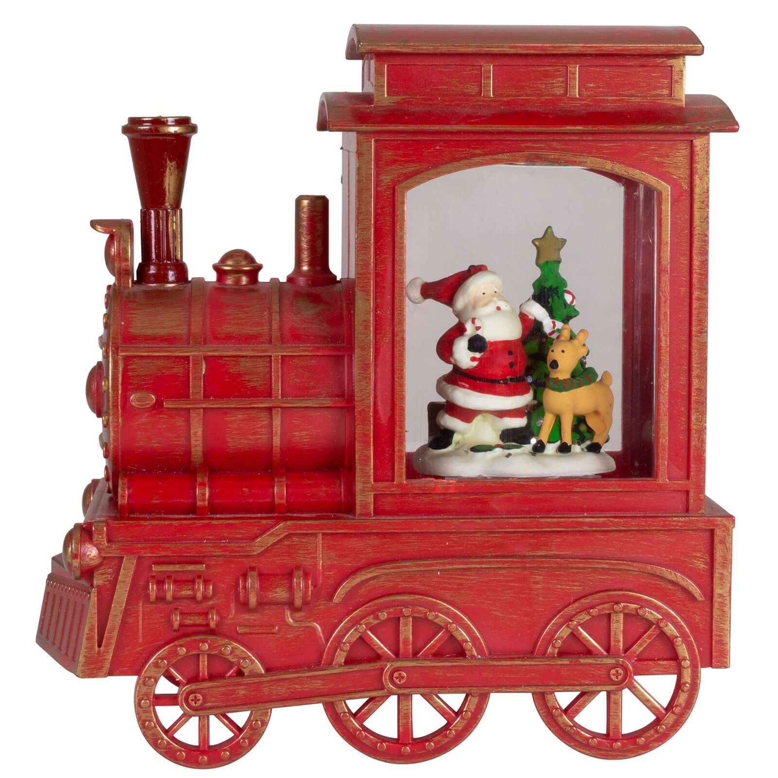 LED Schneelaterne Zug 17cm + Musik