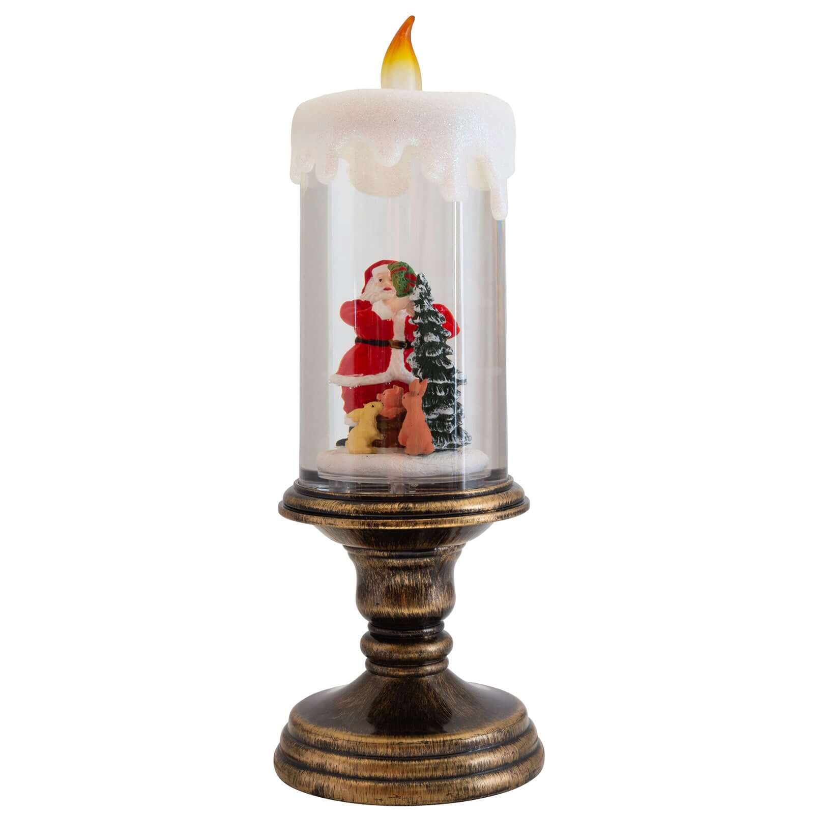 LED Schneelaterne Kerze Santa, 29cm