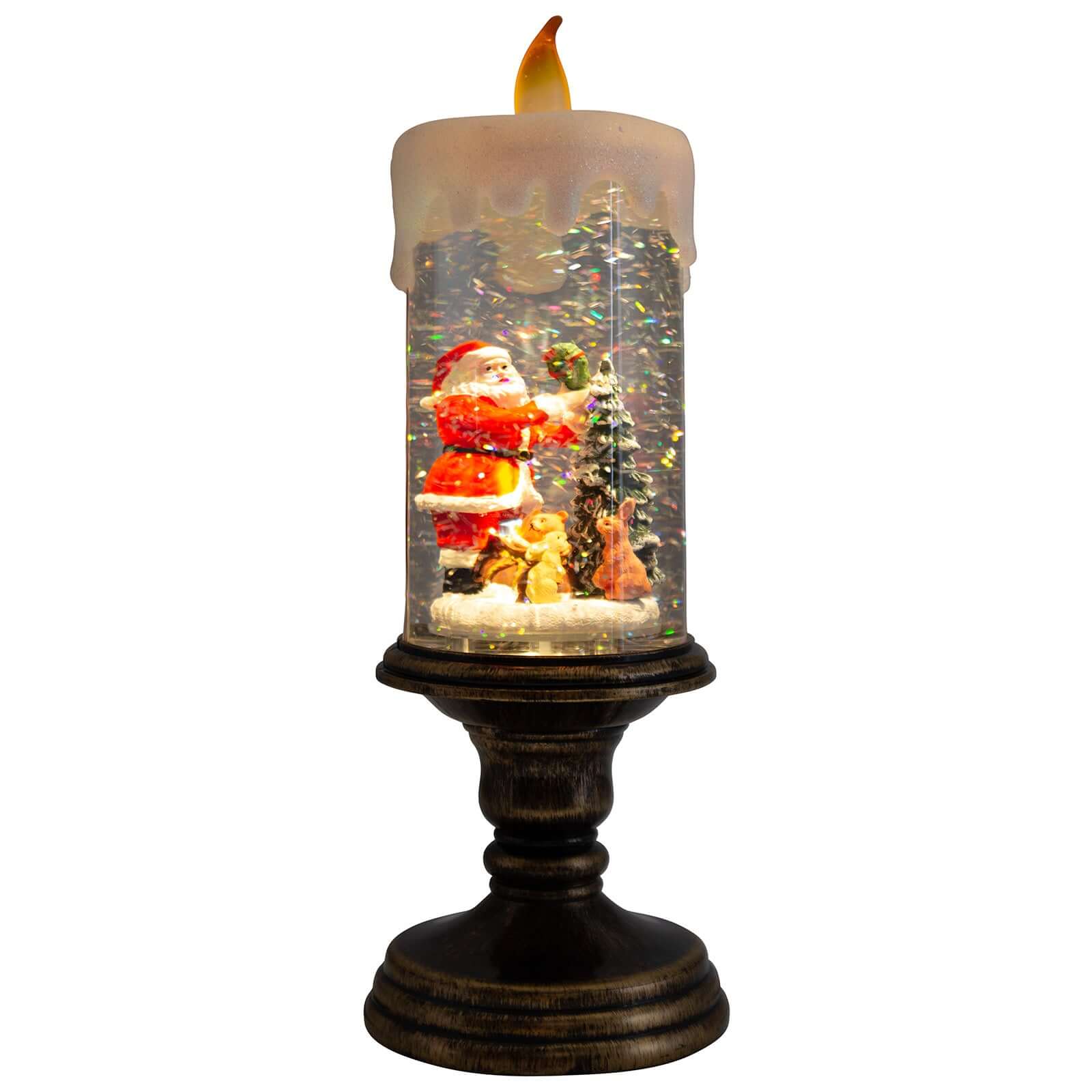 LED Schneelaterne Kerze Santa, 29cm