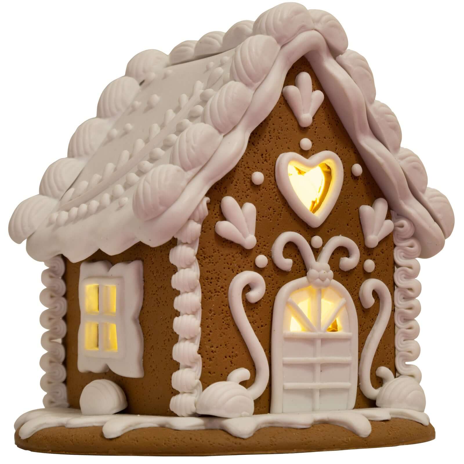 LED Lebkuchenhaus 14cm braun