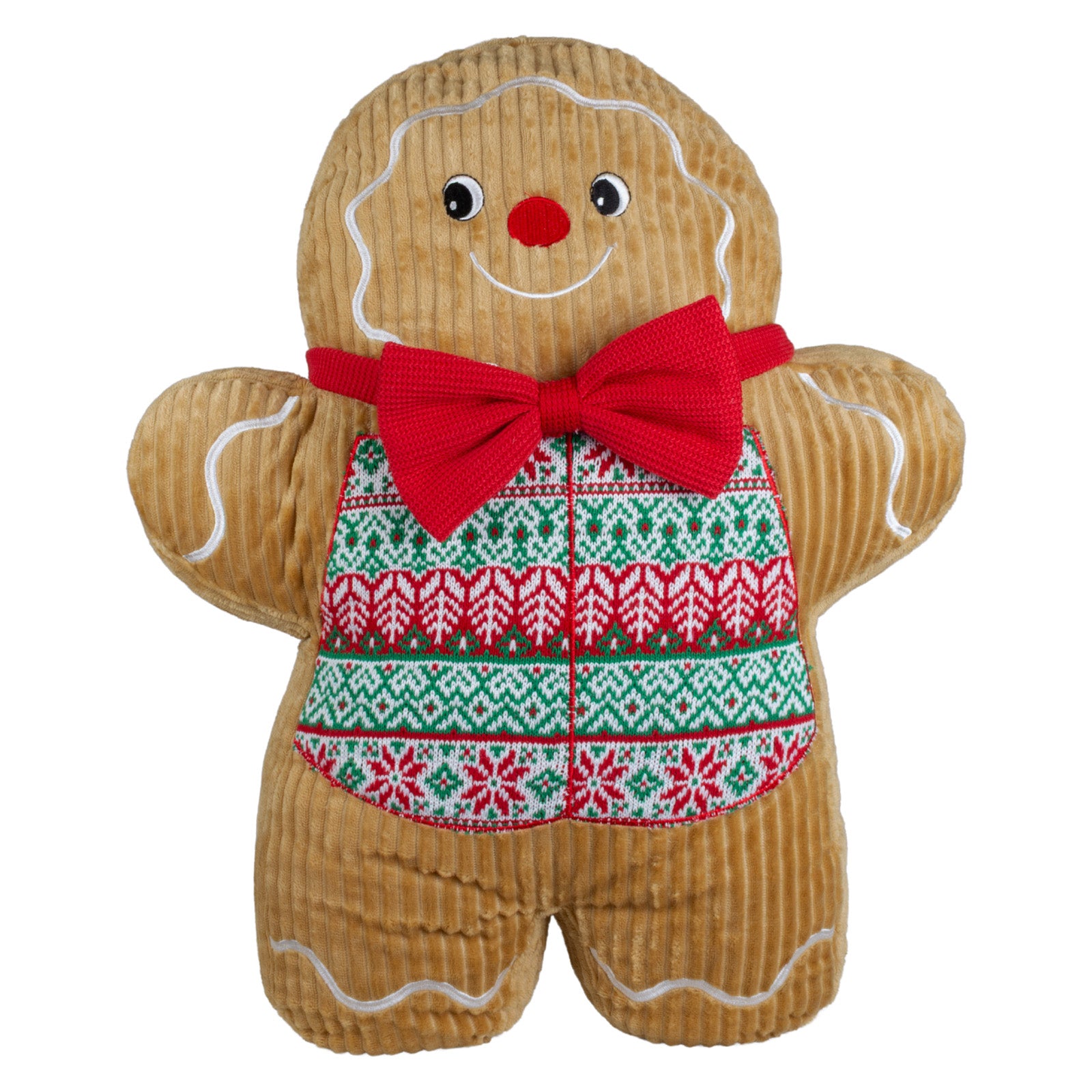 Lebkuchenmann Kissen mit Weihnachts-Pullover & roter Fliege