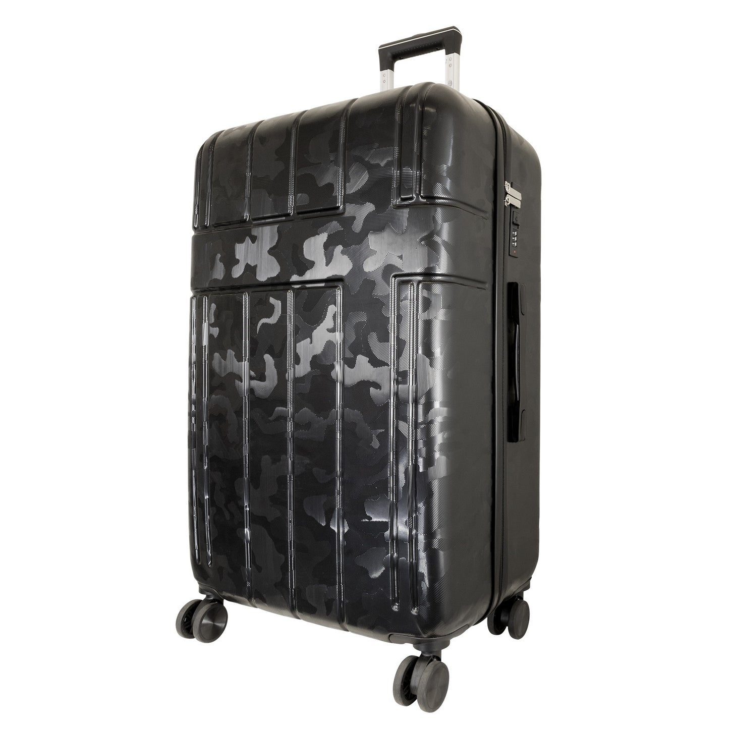 Hartschale Großer Reisekoffer Camouflage Flecktarn schwarz