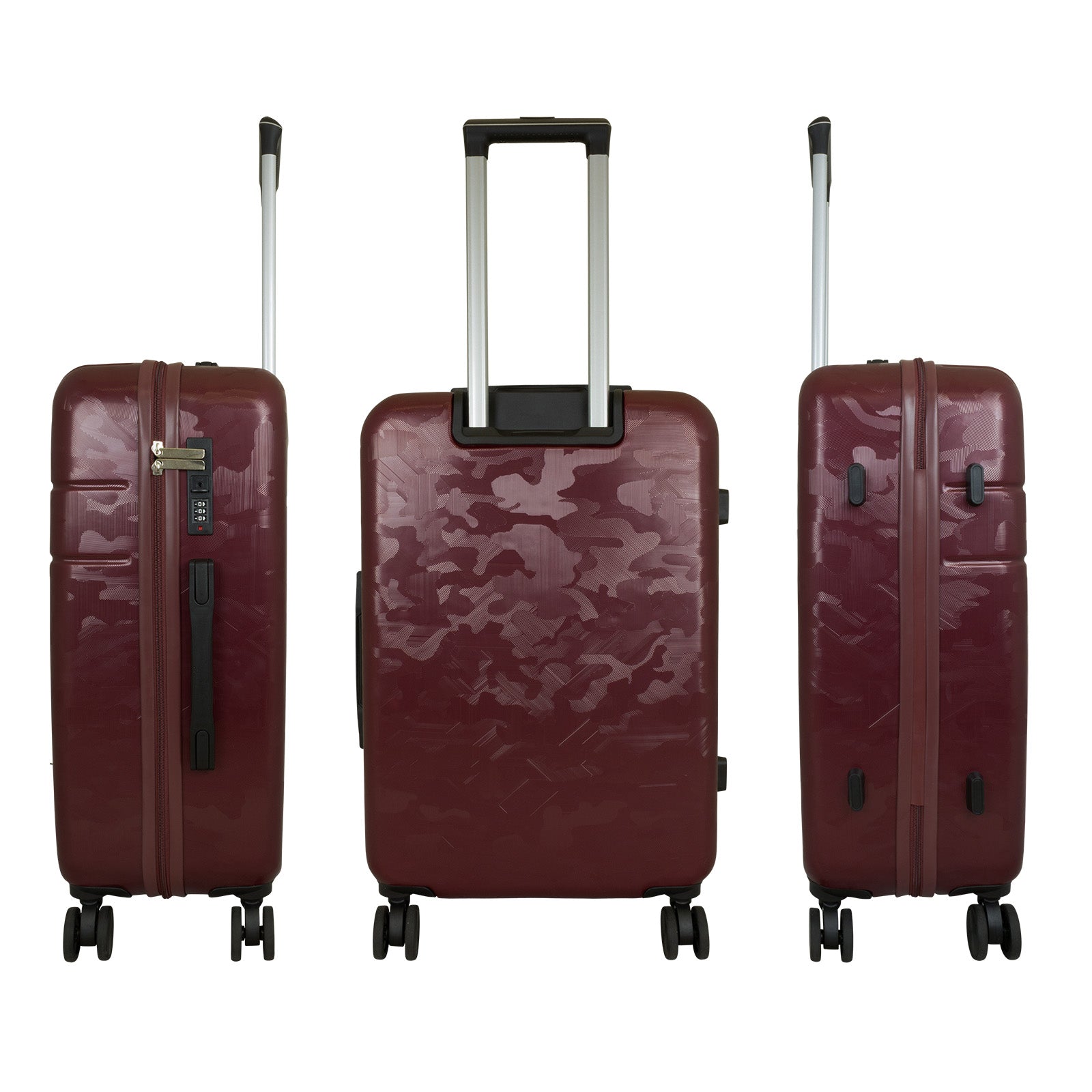 Hartschalen-Kofferset 3tlg Camouflage Flecktarn dunkel-rot