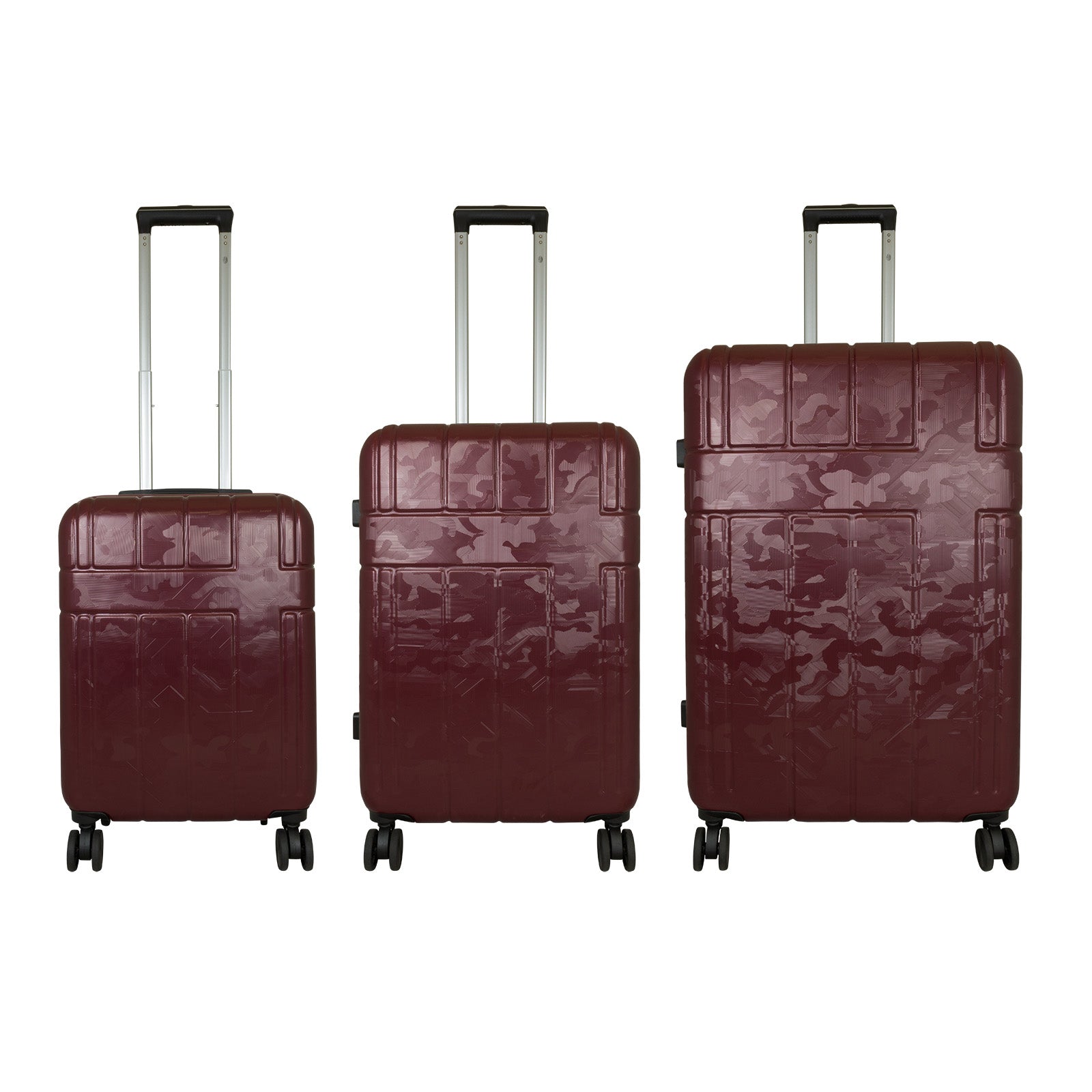 Hartschalen-Kofferset 3tlg Camouflage Flecktarn dunkel-rot