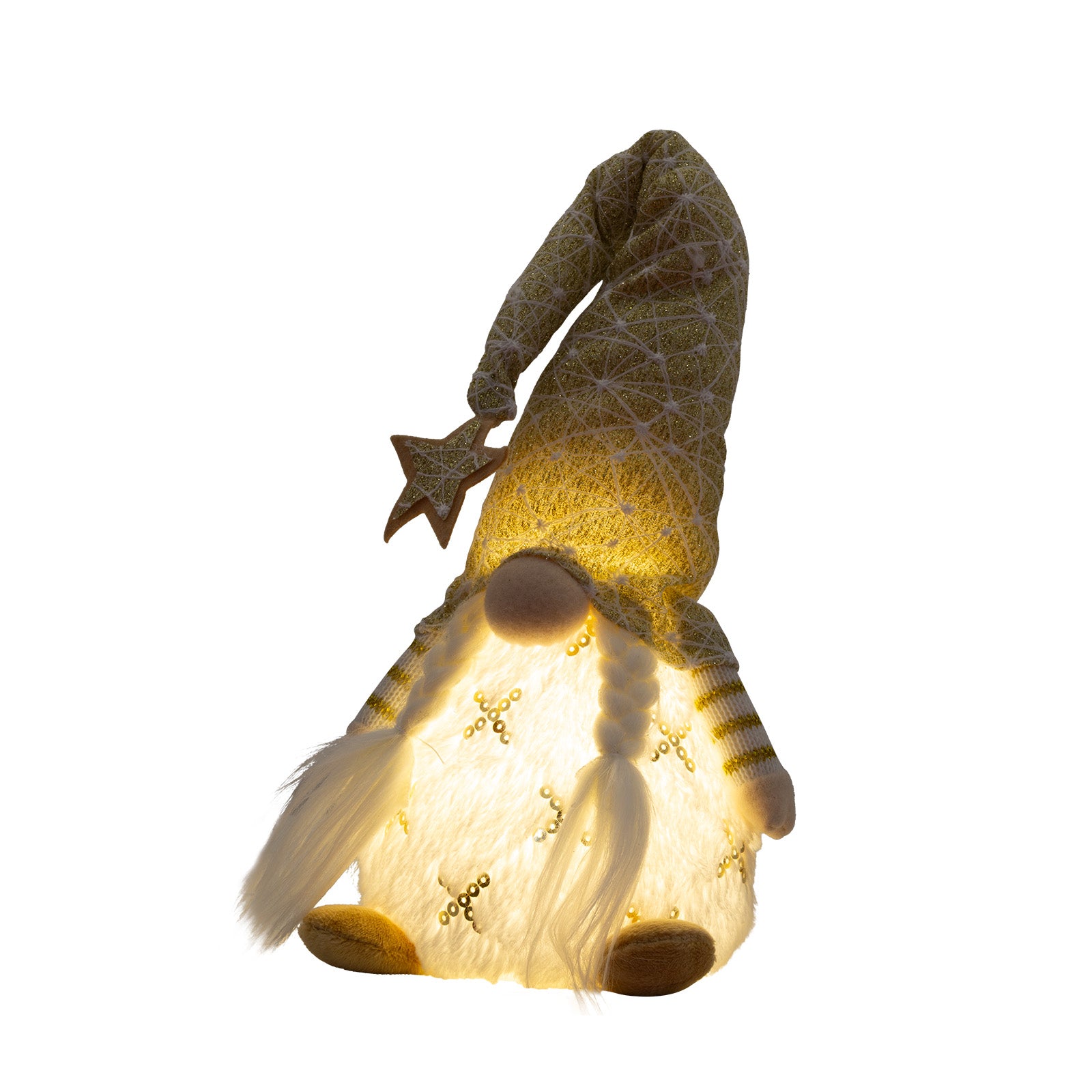 Wichtel mit LED sitzend 25cm (42cm) 2 Designs leuchtet warmweiß