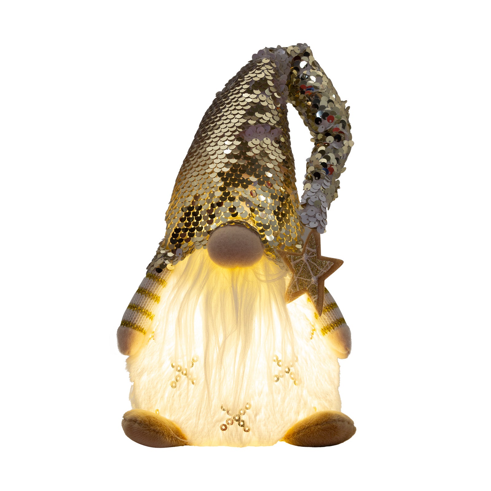 Wichtel mit LED sitzend 25cm (42cm) 2 Designs leuchtet warmweiß