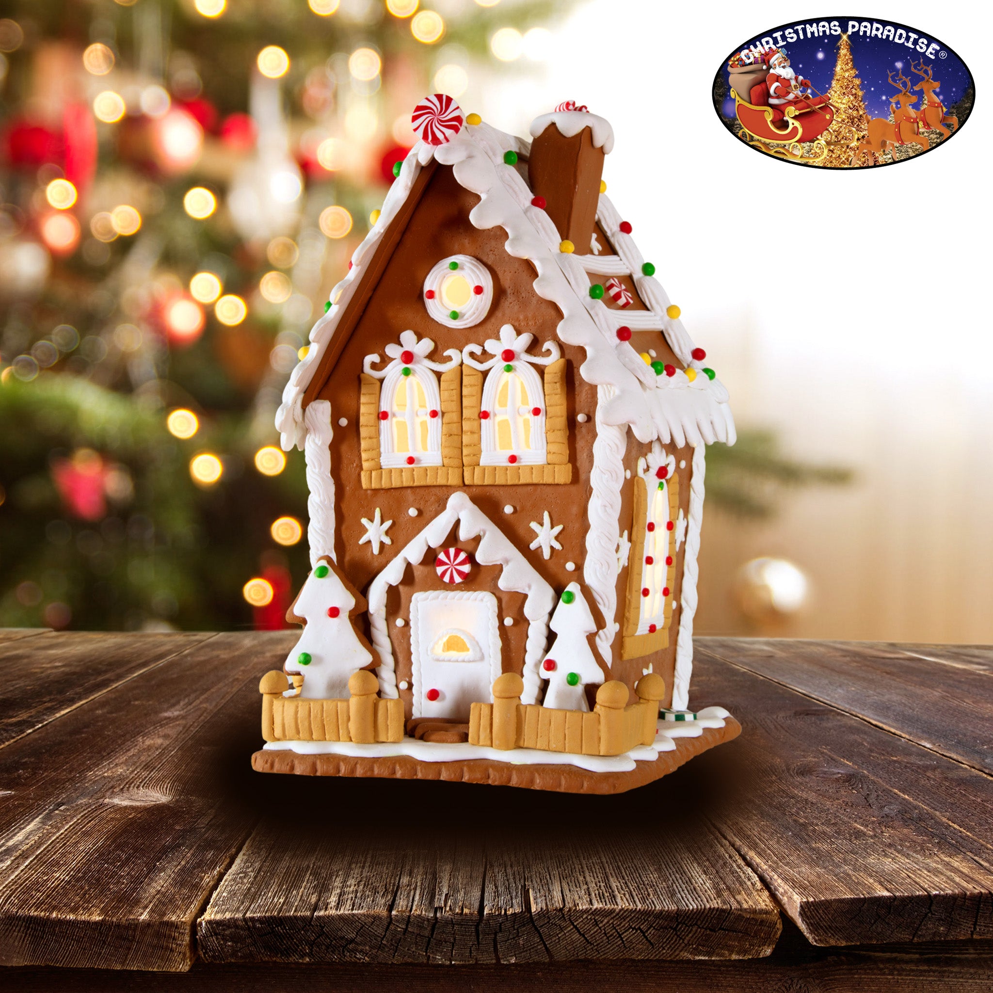 LED Lebkuchenhaus 21cm bunt