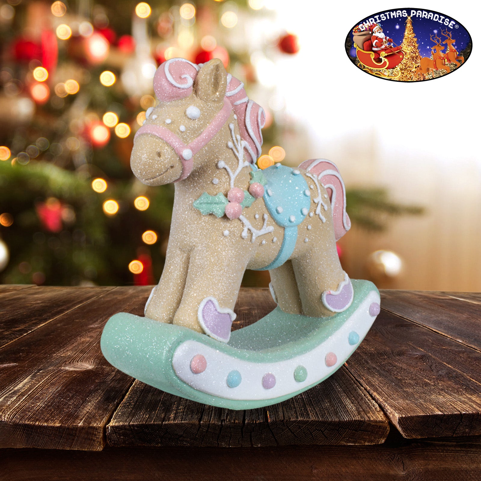 Dekofigur Schaukelpferd im Lebkuchenstil 22cm