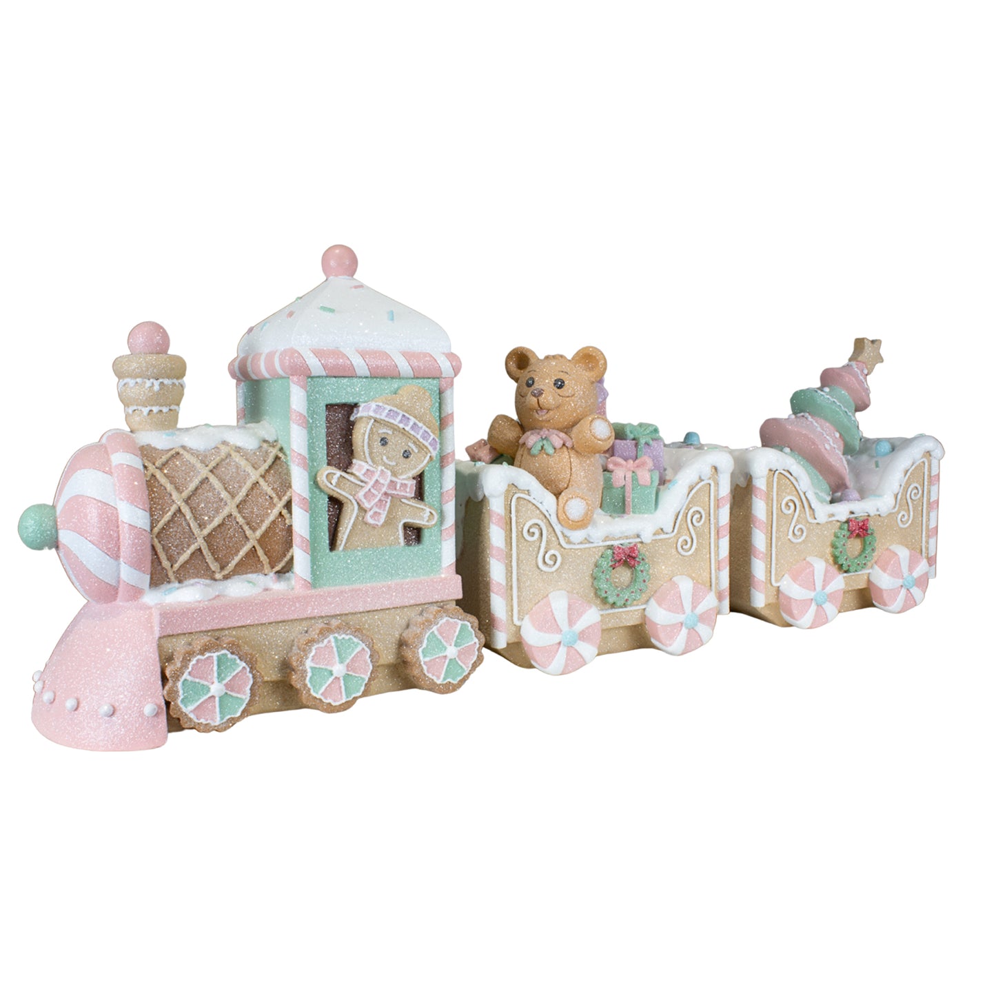Lebkuchenzug 62cm braun mit Lebkuchenmann und Teddybär